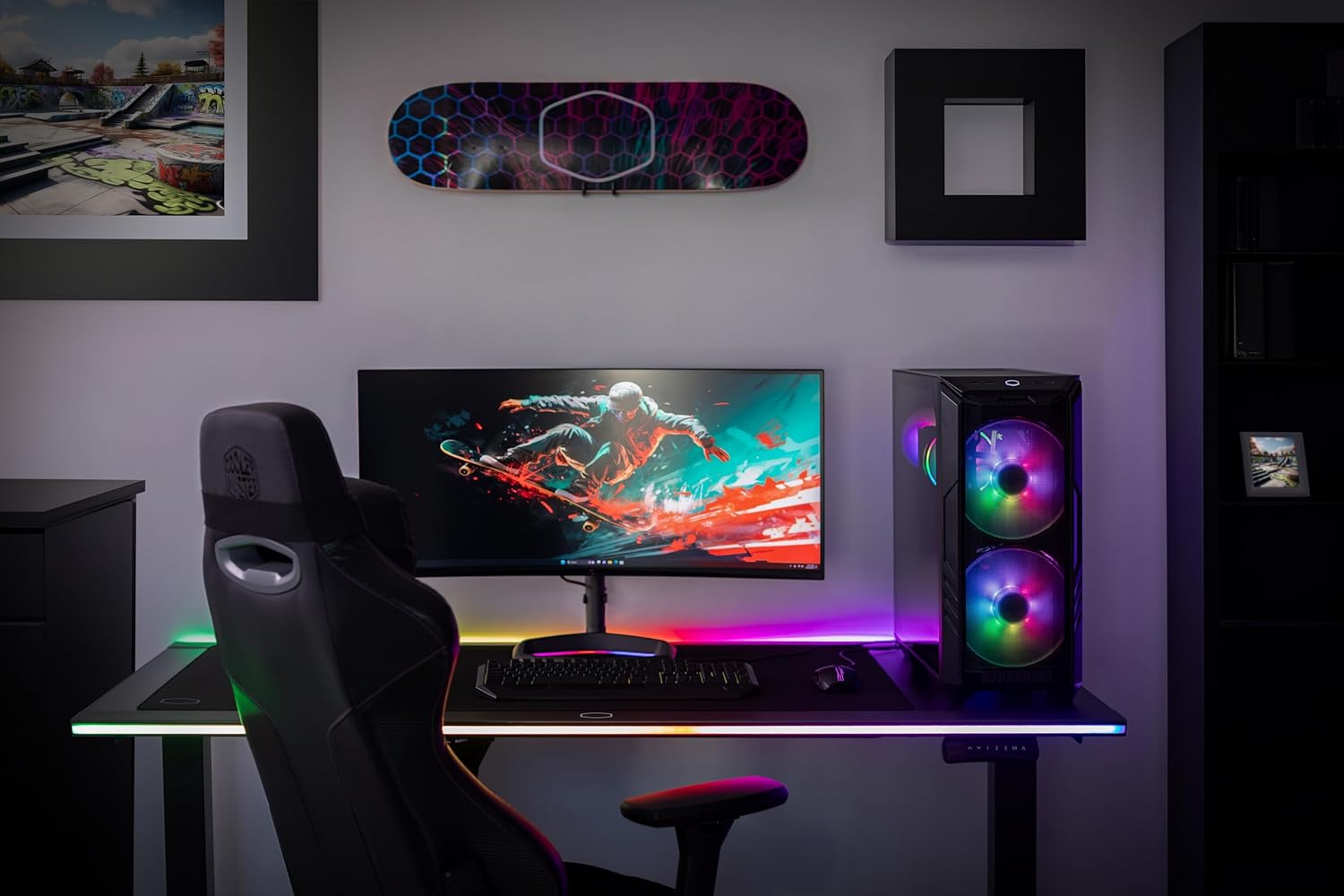 Cooler Master HAF 500 Pro Bundle – PC Case + PSU + CPU Cooler, High Airflow ATX Mid-Tower PC Case with Dual 200mm ARGB Fans + Hyper 212 Halo CPU Air Cooler + MWE 650W Gold Power Supply
