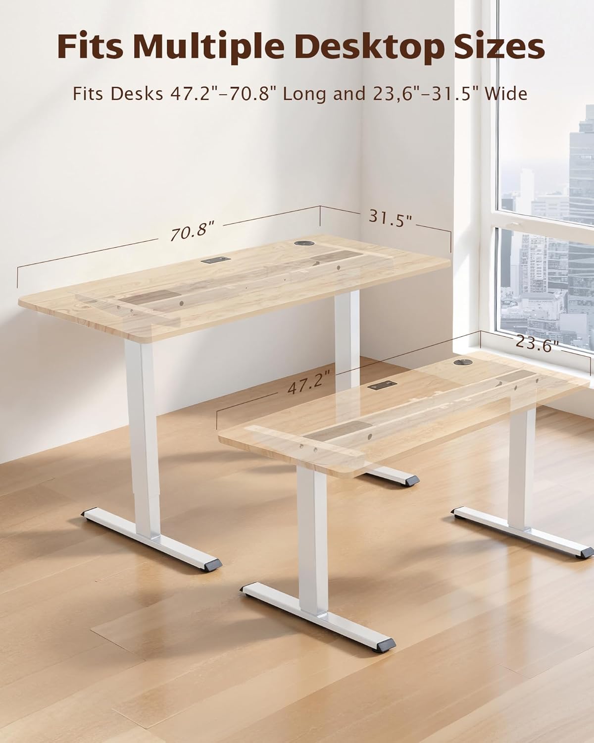 TOPSKY Dual Motor Electric Standing Desk Frame, Height Adjustable Sit Stand Base for Home Office, Fits Table Tops up to 70.8 x 31.5 Inch, 225 lb Capacity (White, Without Stand)