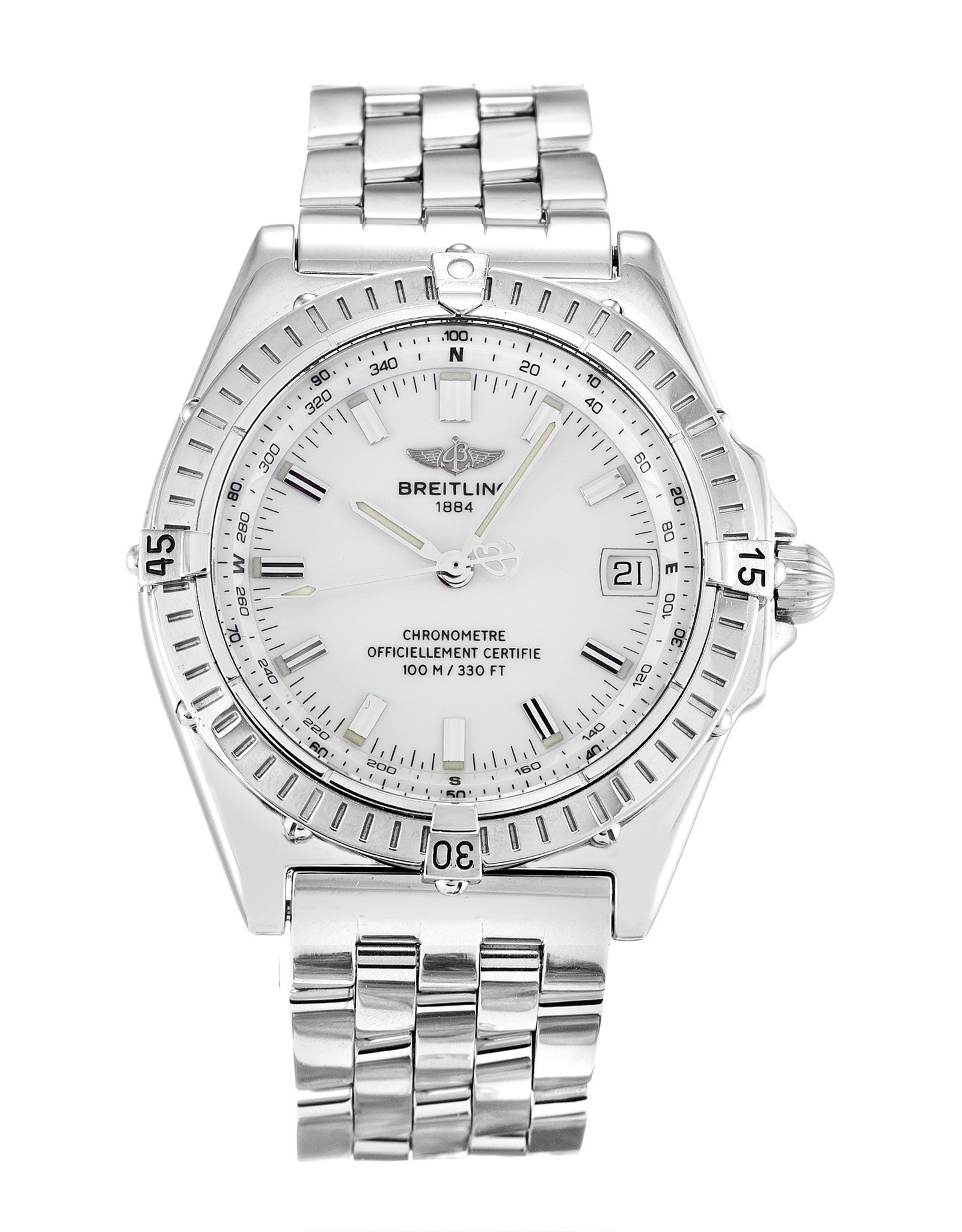 Wings Automatic White Dial Stick Markers A10350