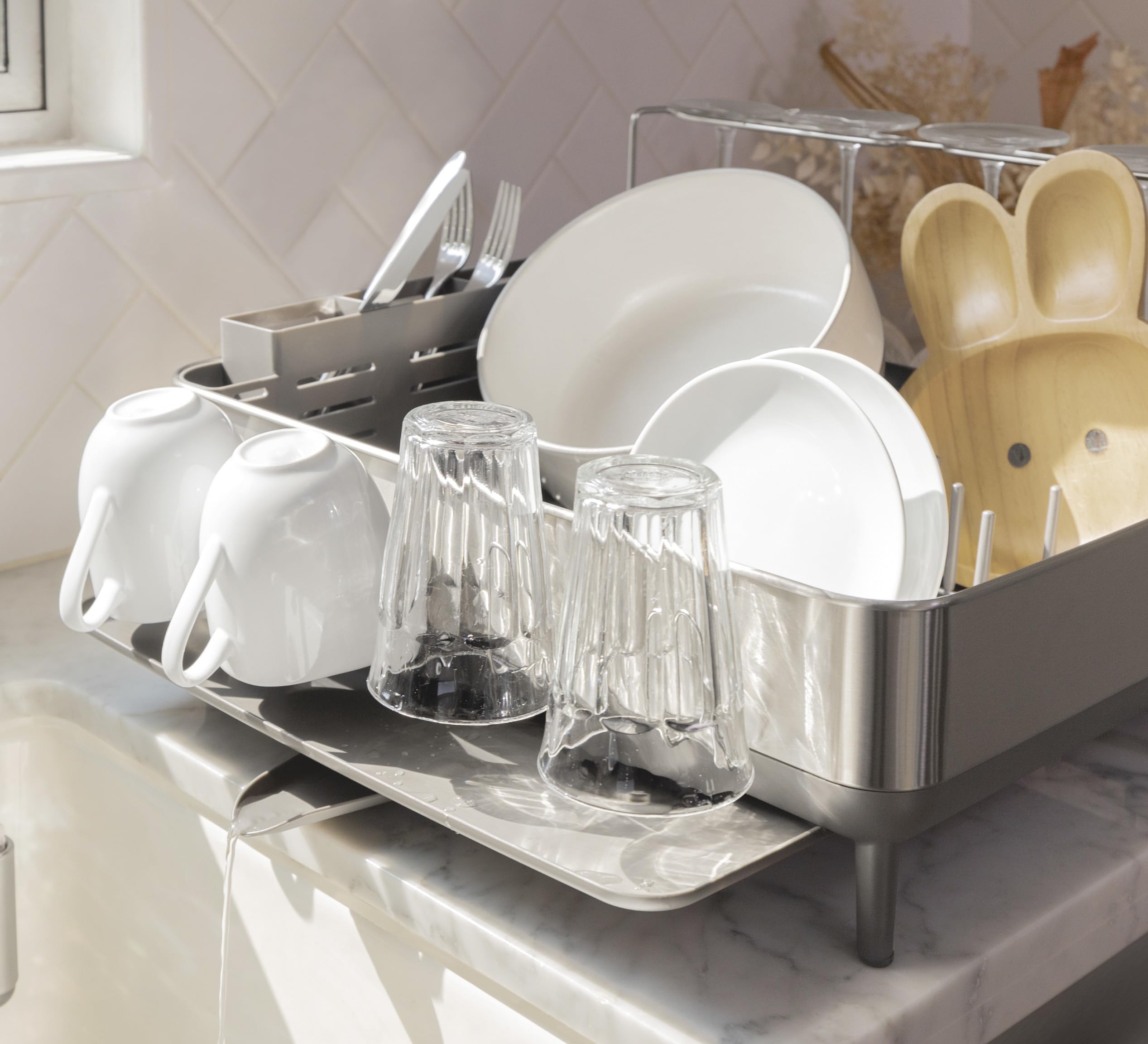 SIMPLEHUMAN Large Capacity Dish Drying Rack - Stainless Steel