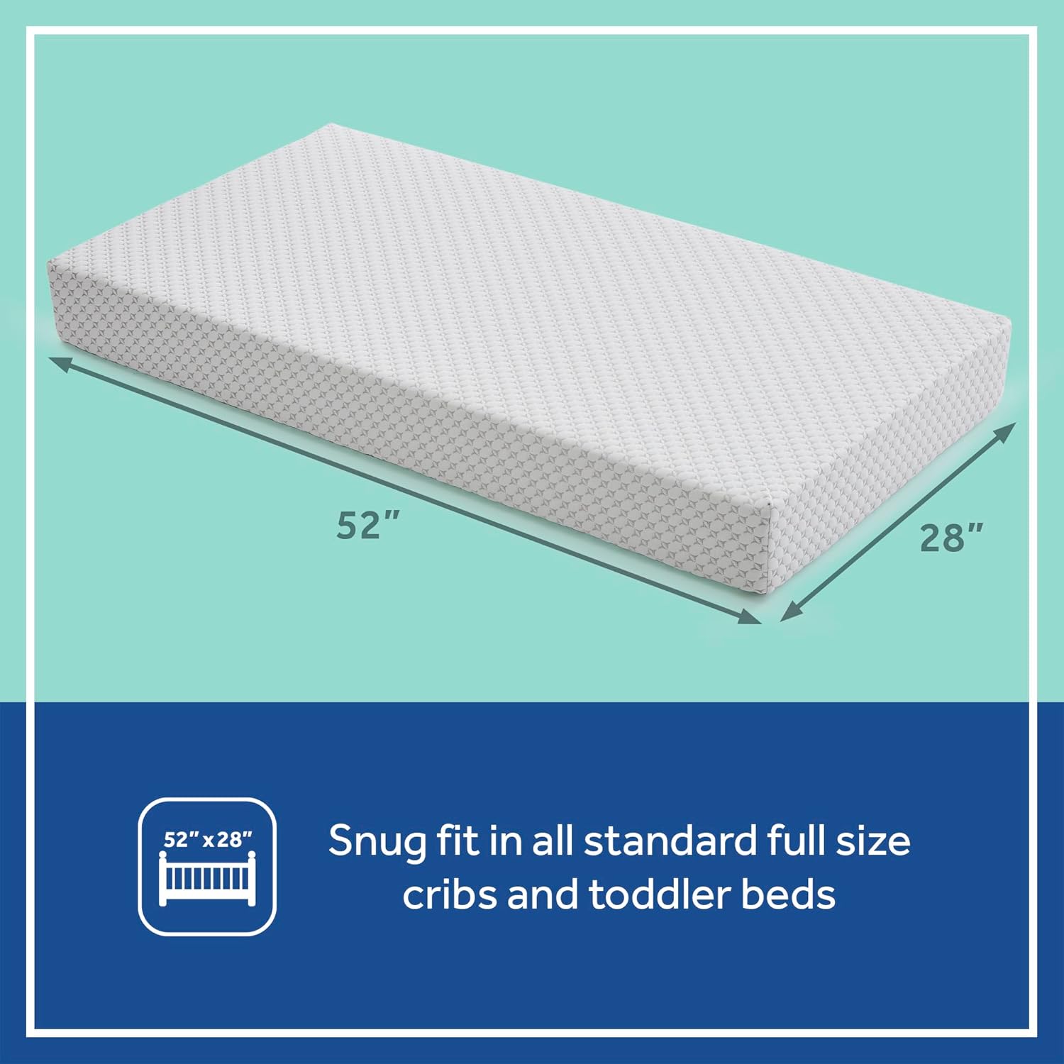 Sealy Baby Refresh Breathable Crib Mattress, GREENGUARD Gold Certified, Made in USA, Removable Knit Cover, 2 Stage, Toddler Bed Fit, Safety & Quality Tested, 52x28