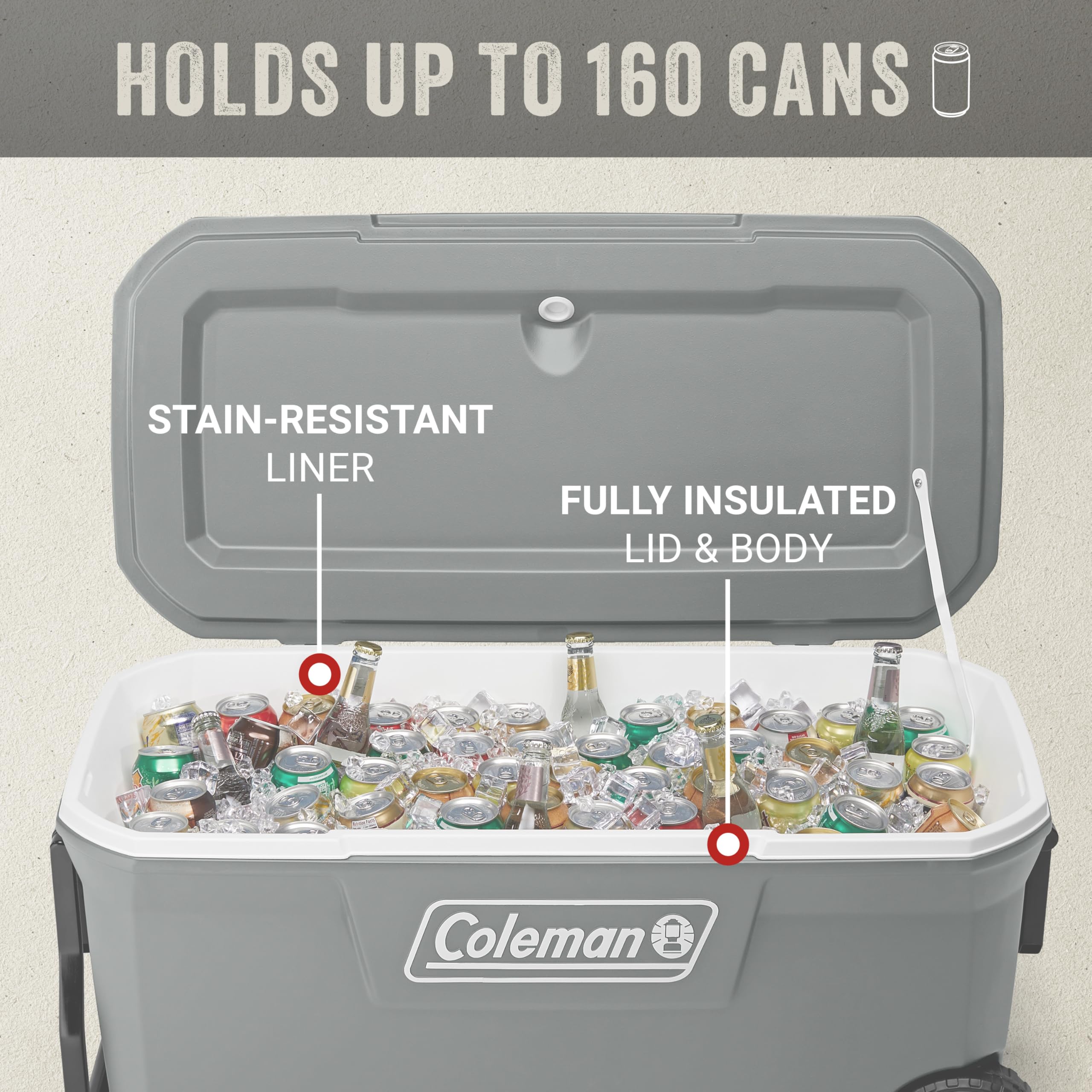 COLEMAN Classic Series 100-Quart Insulated Rolling Cooler