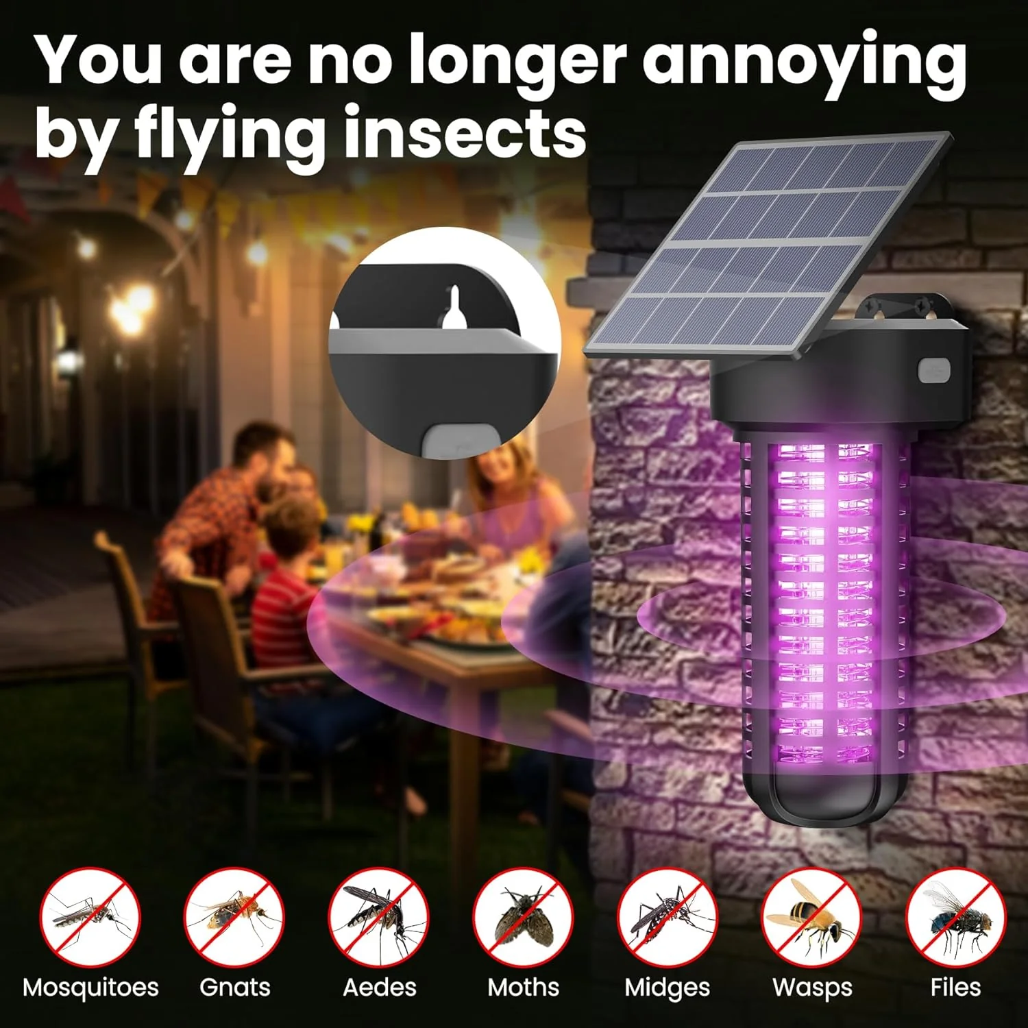 Solar Bug Zapper Outdoor Mosquito Trap Killer Mosquito Killer LampCordless & Rechargeable Fly Zapper Mosquito Catcher Lamp Decor Light for Patio Garden