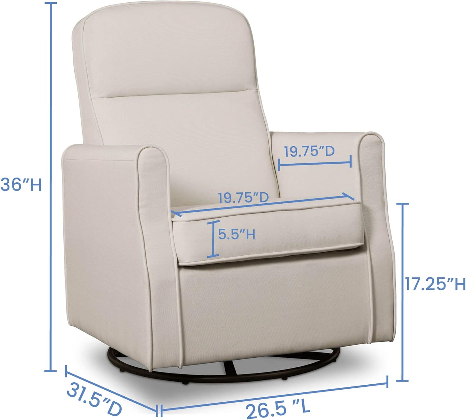 Delta Children Blair Slim Nursery Glider Swivel Rocker Chair, Cream