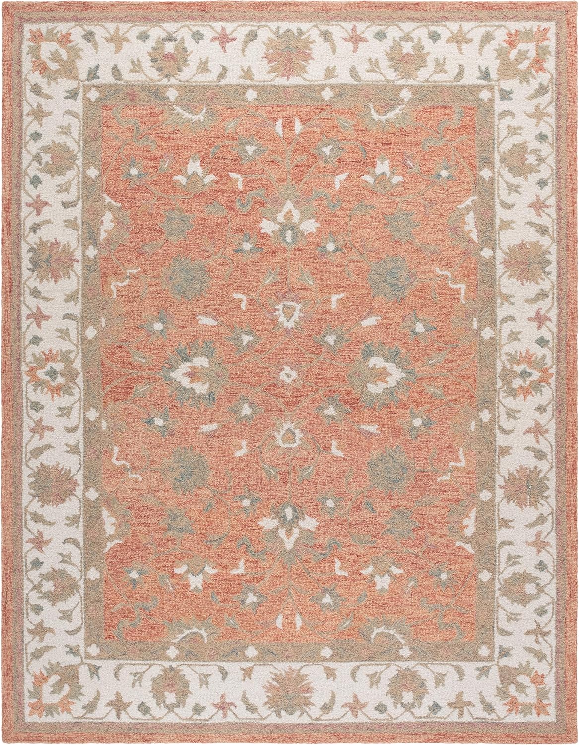 SAFAVIEH Area Rug 8x10 - Heritage Collection - Large - Rust & Ivory, Handmade Wool, Ideal for Living Room, Bedroom, Dining Space (HG125P)