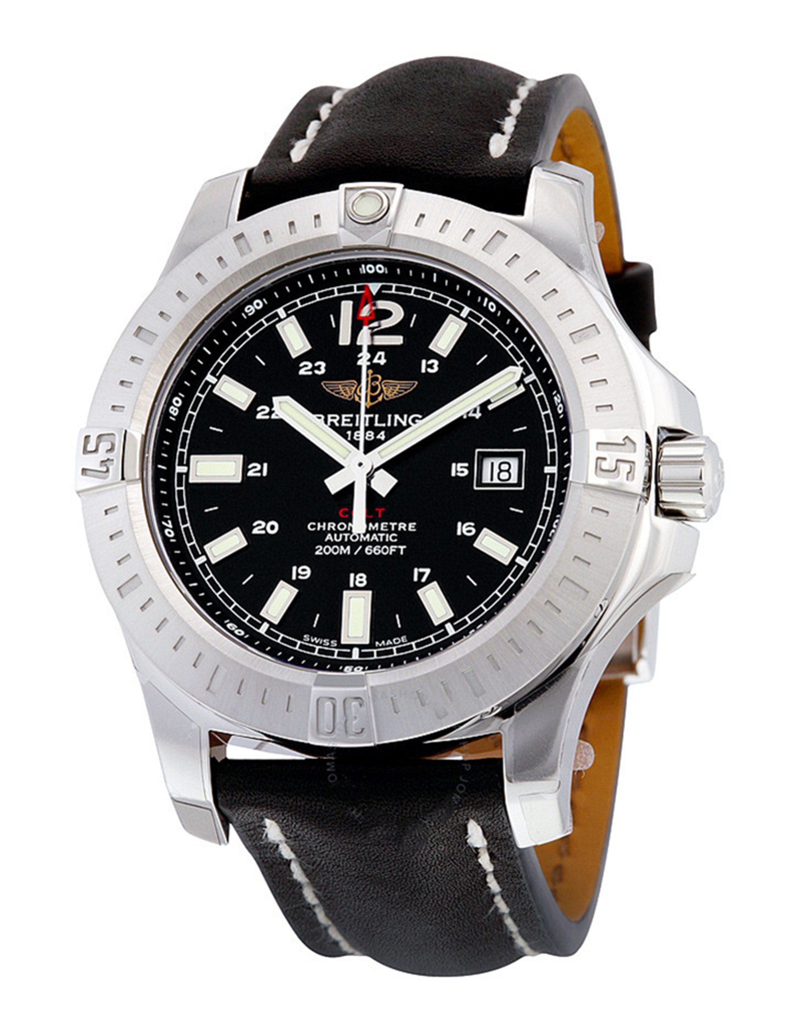 Colt Black Dial Leather Strap Watch A1738811 BD44BKLT