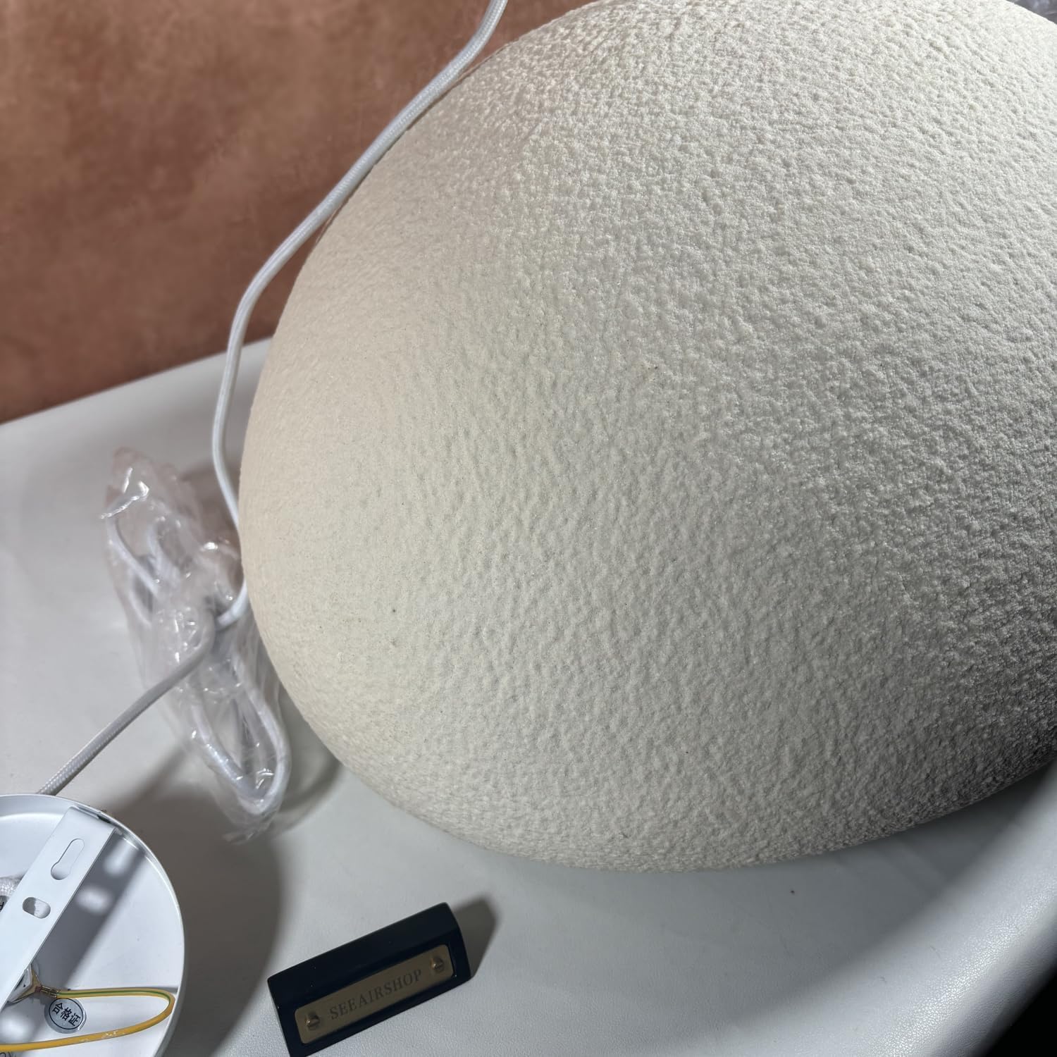 Scandinavian Pendant Lights Kitchen Island White Concrete Cement Look Pendant Light Dome Hanging Lamp Wabi Sabi Chandelier - Large