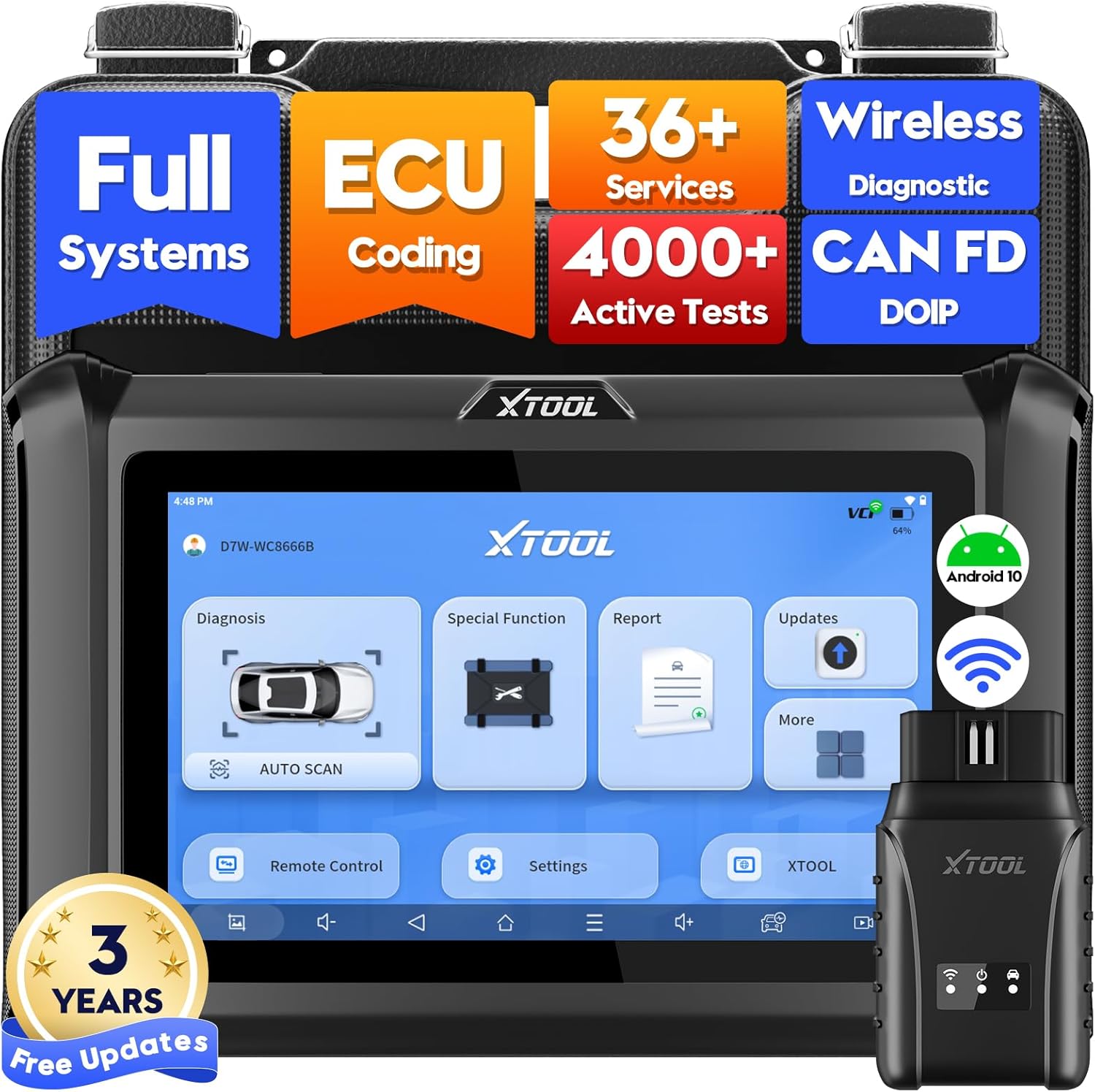 XTOOL D7W Wireless OBD2 Scanner Diagnostic Tool 2026 AI-Assisted Bidirectional Scan Tool Upgraded of D7/D7S/D7BT, ECU C0ding, 39+ Resets, CAN FD & DoIP, All System Scanner for Car, 3-Yr Update