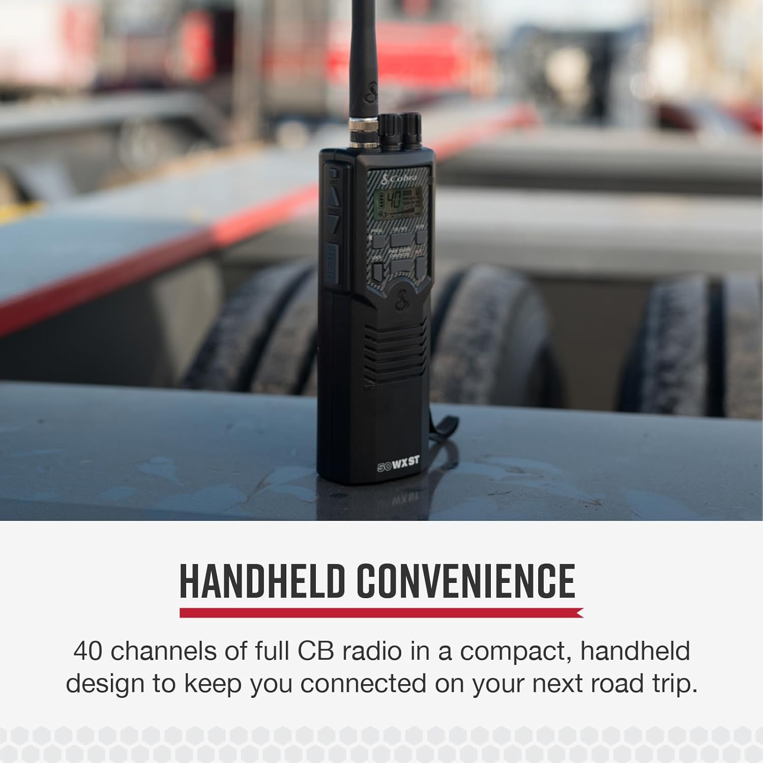 Cobra HHRT50 Road Trip CB Radio - 2-Way Handheld Emergency Radio with Access to Full 40 Channels & NOAA Alerts, Rooftop Magnet Mount Antenna and Omni-Directional Microphone, Black, 6.3