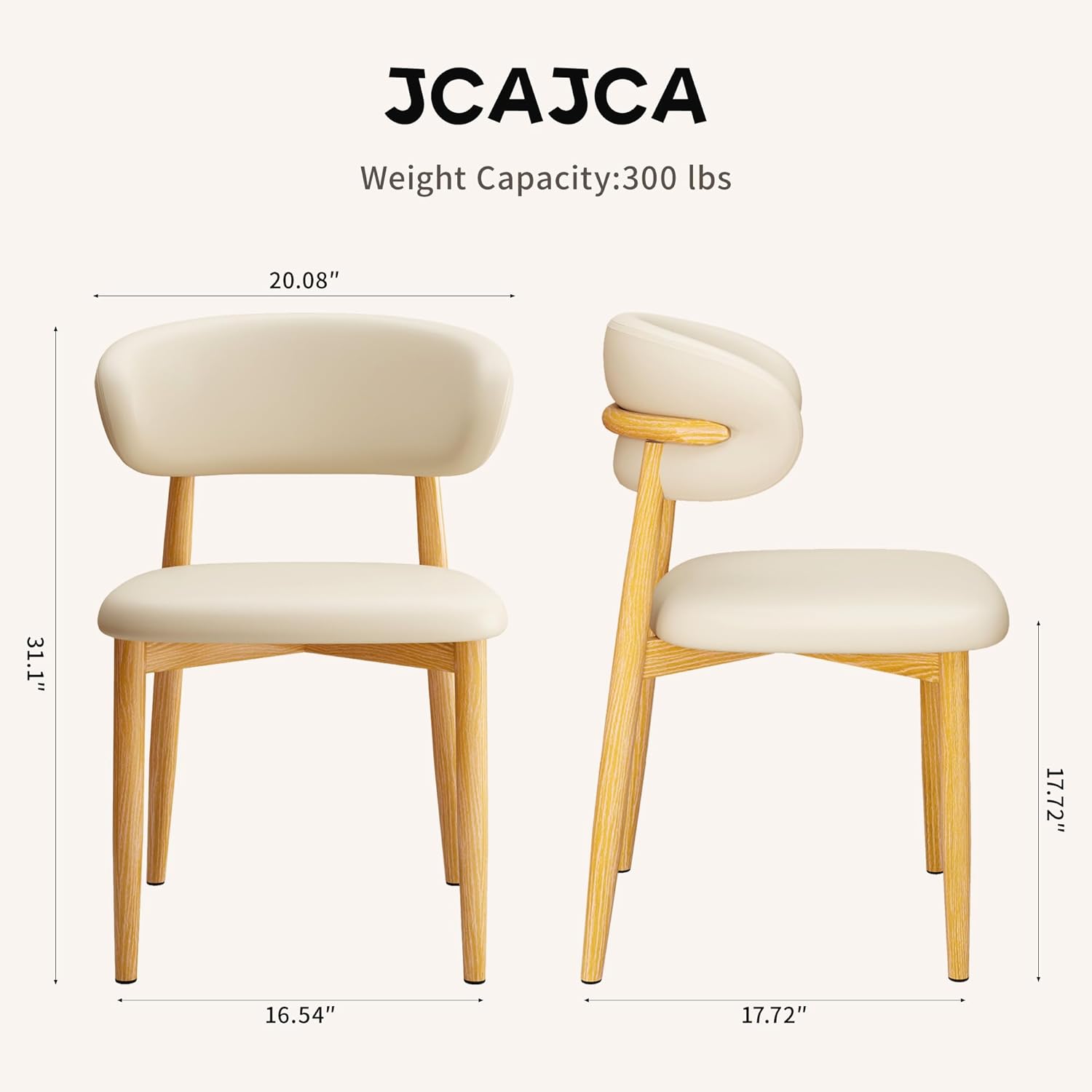 Kitchen Dining Chairs Set of 4 Modern Upholstered Leather Farmhouse Dining Room Chair with Metal Legs, Beige
