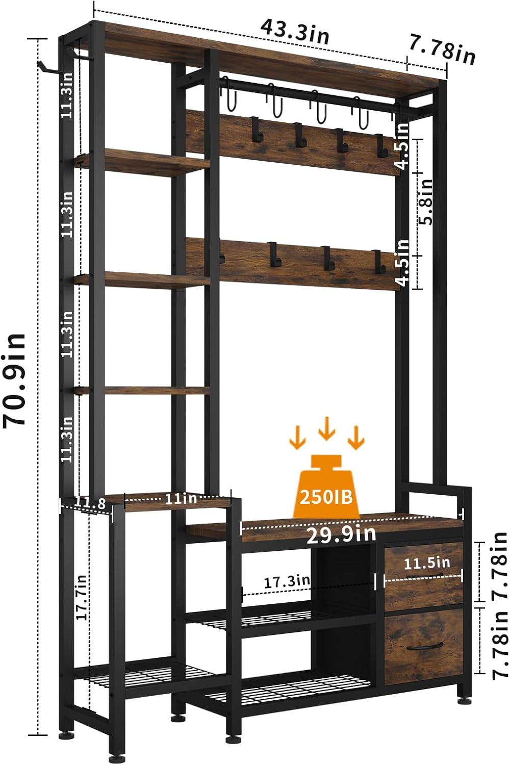 Hall Tree for Entryway 43