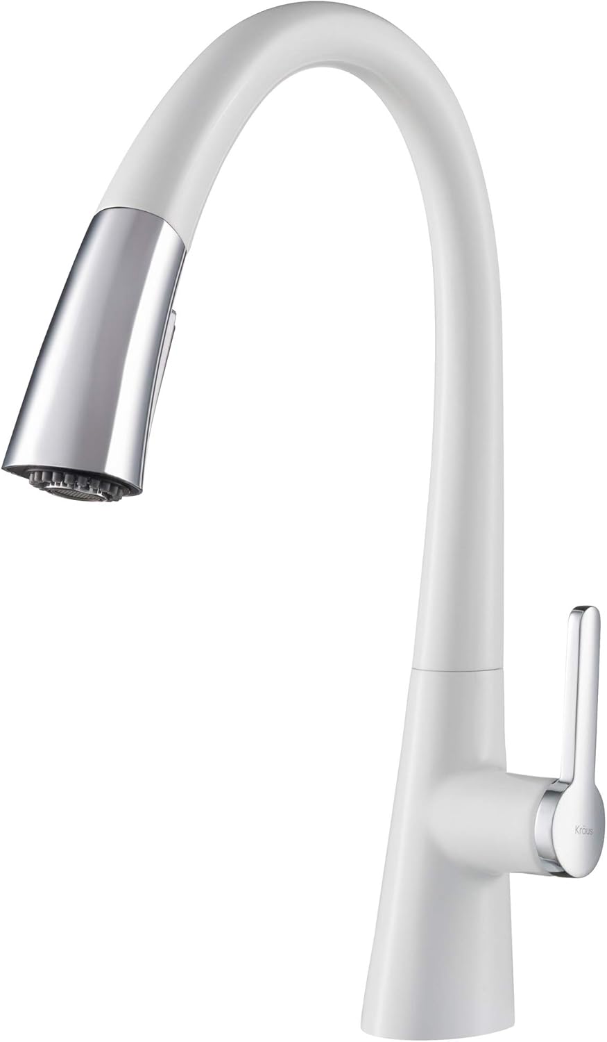 Kraus KPF-1673CHWH Nolen Dual Function Pull, Faucets for Kitchen Sinks, Single-Handle, 16 3/8 Inch, Matte White/Chrome