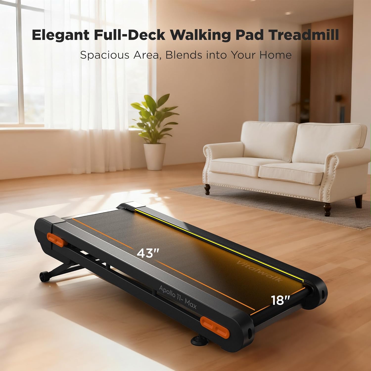 Vitalwalk Walking Pad Treadmill with Incline, 43