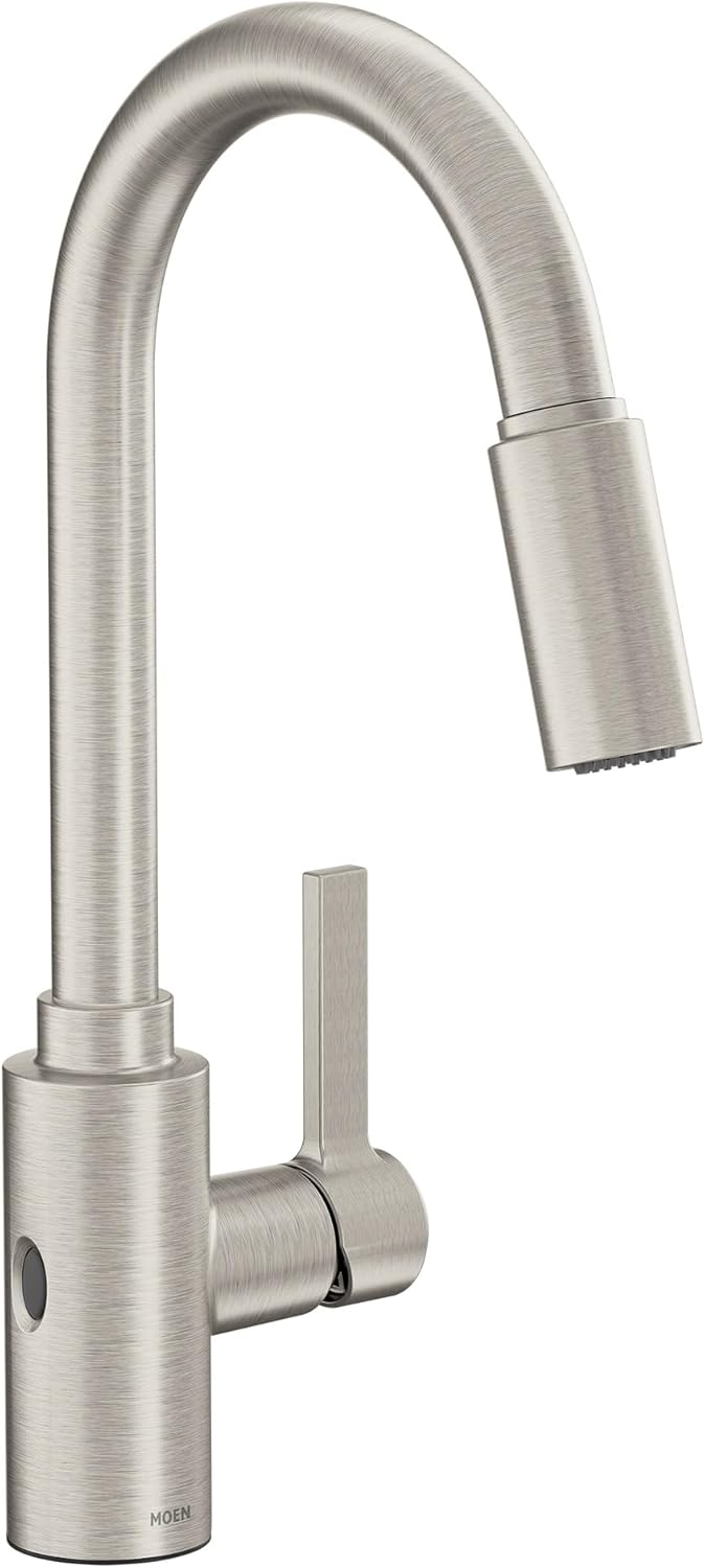 Moen Genta LX Motionsense Wave Sensor Touchless One-Handle High Arc Pulldown Modern Kitchen Faucet Featuring Power Clean, Spot Resist Stainless, 7882EWSRS