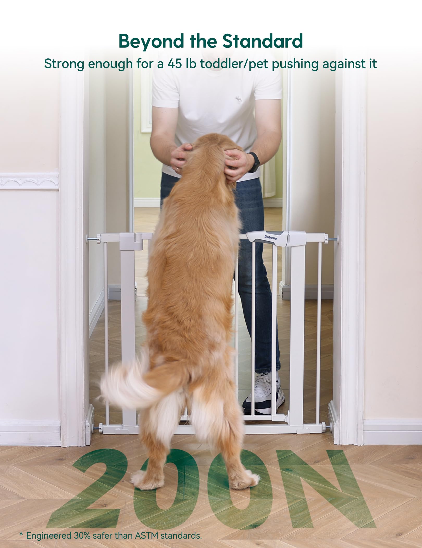 BABELIO Extra Wide Baby/Dog Gate, Metal Pressure Mounted