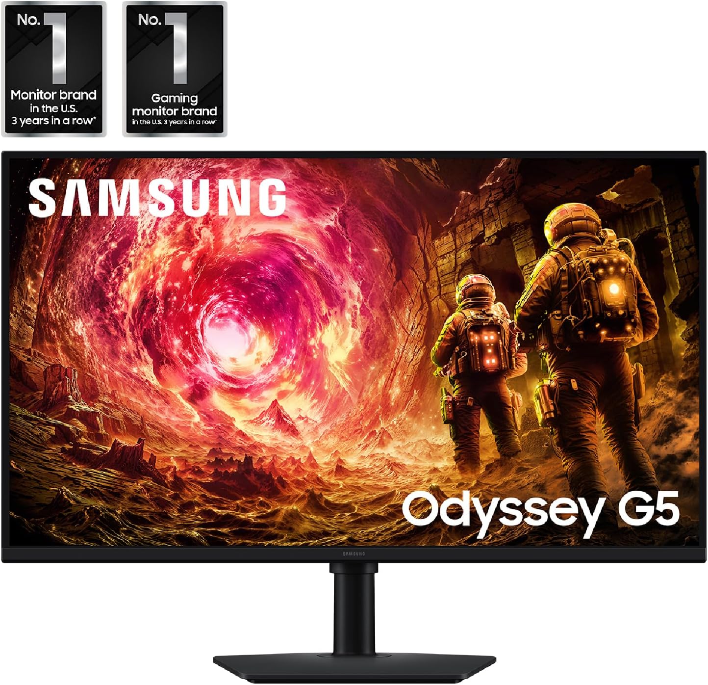 Samsung 32” Odyssey G5 G50F QHD Resolution Gaming Monitor, 180Hz Refresh Rate, Fast IPS Panel, HDR10, NVIDIA G-Sync Compatible, 1ms Response Time (GtG), AMD FreeSync™, Adjustable Stand, LS32FG502ENXZA