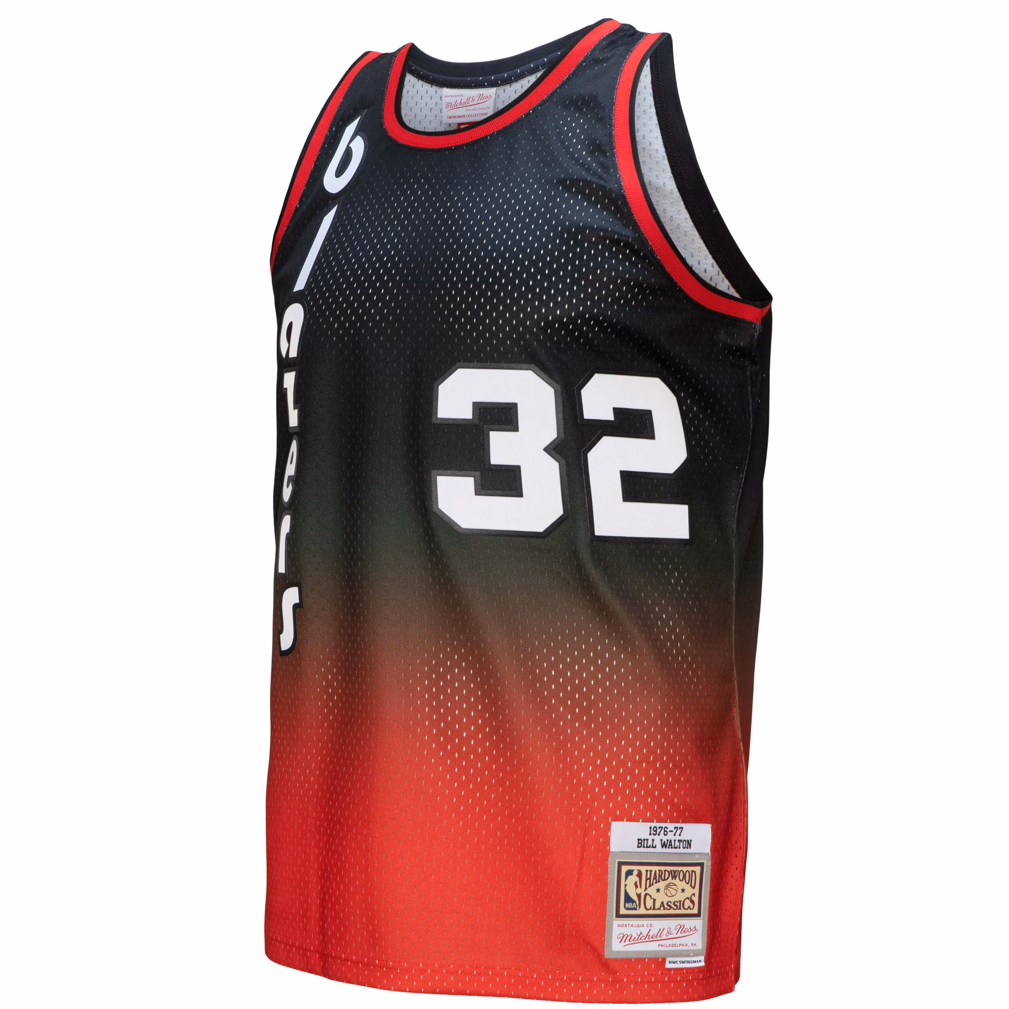 Bill Walton Portland Trail Blazers Mitchell & Ness 1976/77 Hardwood Classics Fadeaway Swingman Player Jersey - Red/Black