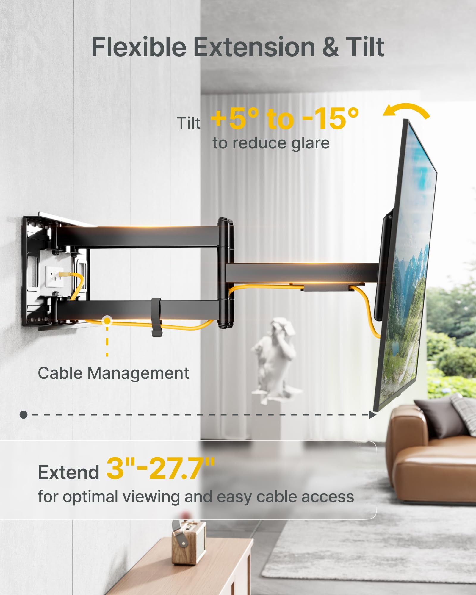 MONTEK Heavy Duty XXL Full Motion TV Wall Mount 60-120