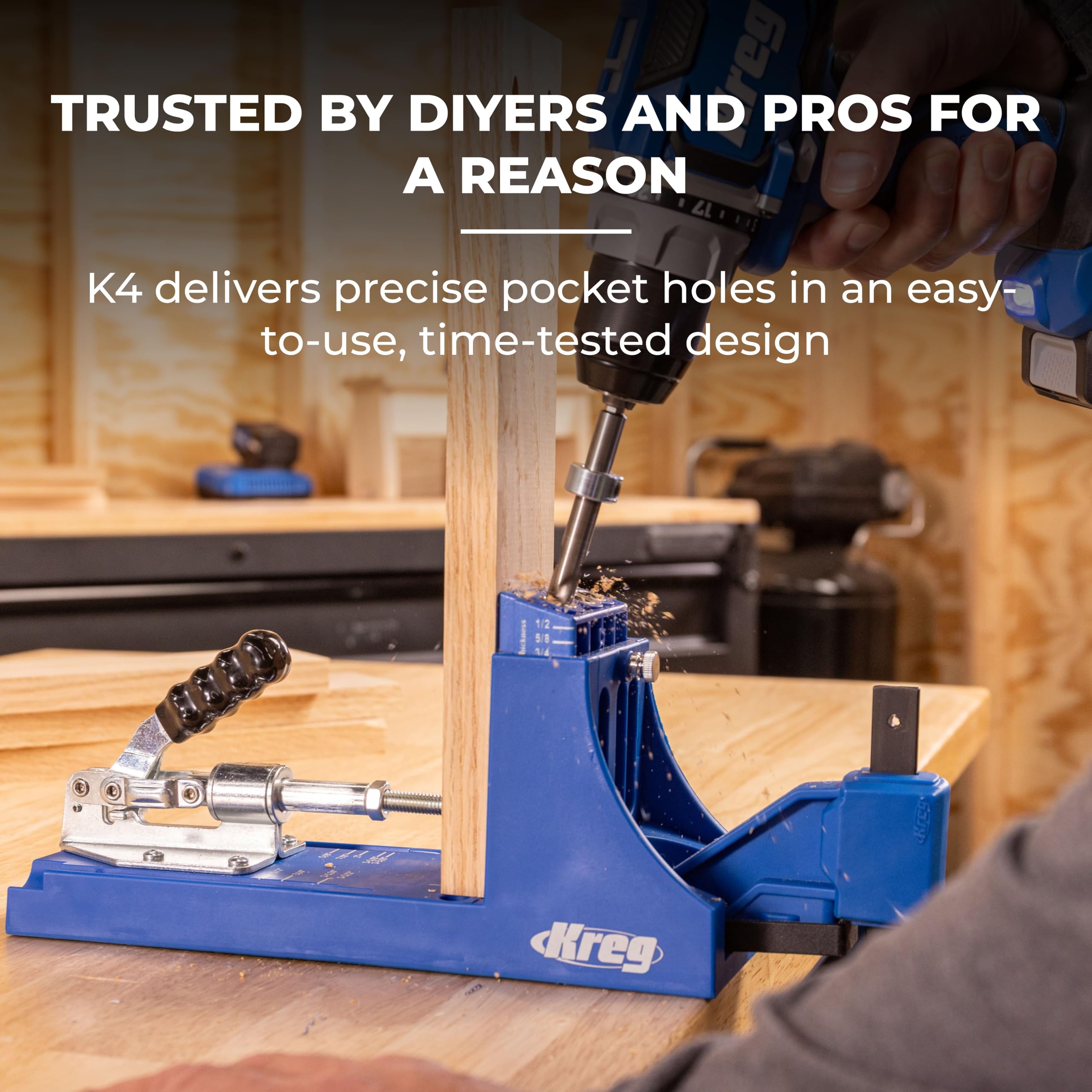 KREG K4 Pocket Hole Jig - Adjustable Drill Guides for Strong Joints