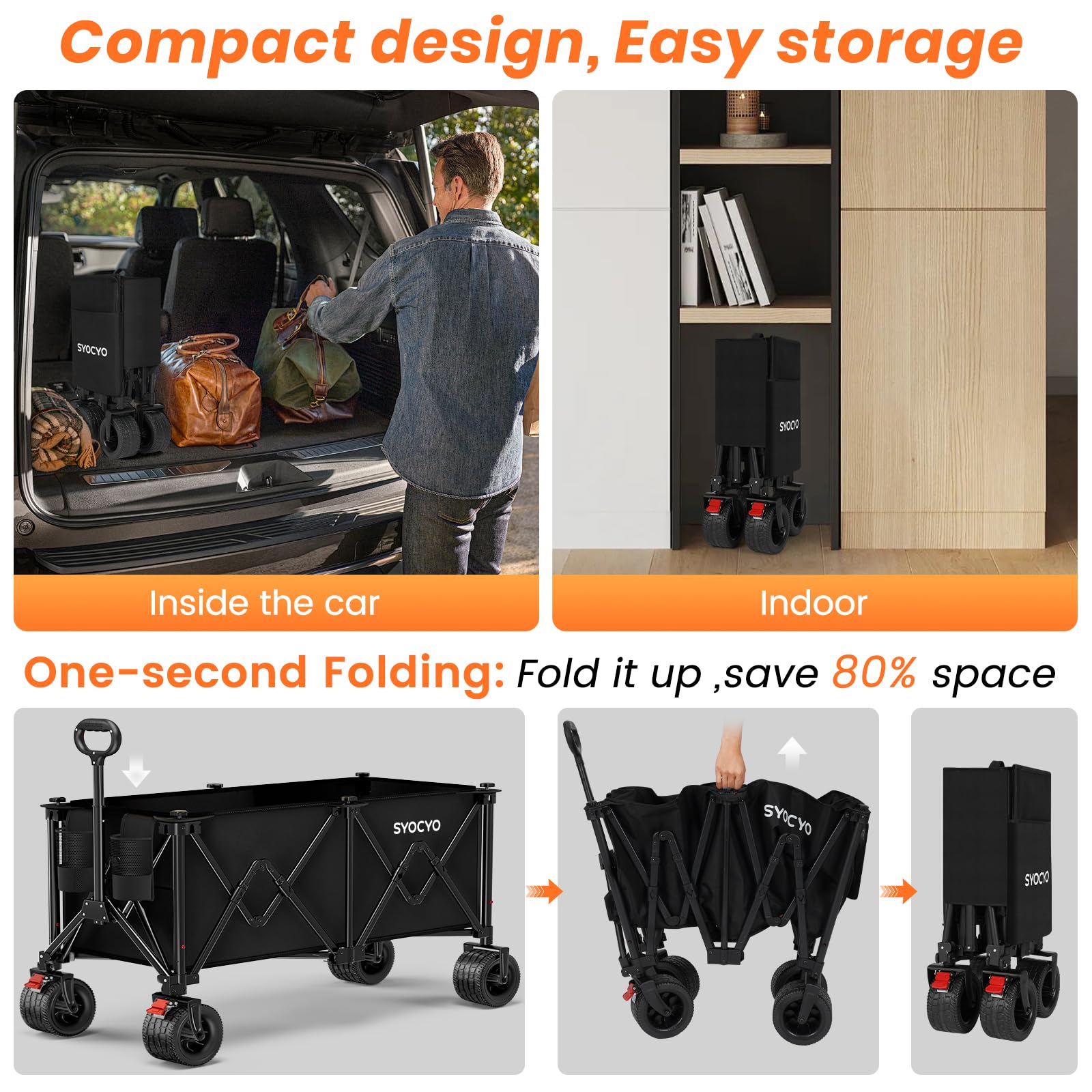 SYOCYO Collapsible Beach Wagon Cart - 570LBS Capacity