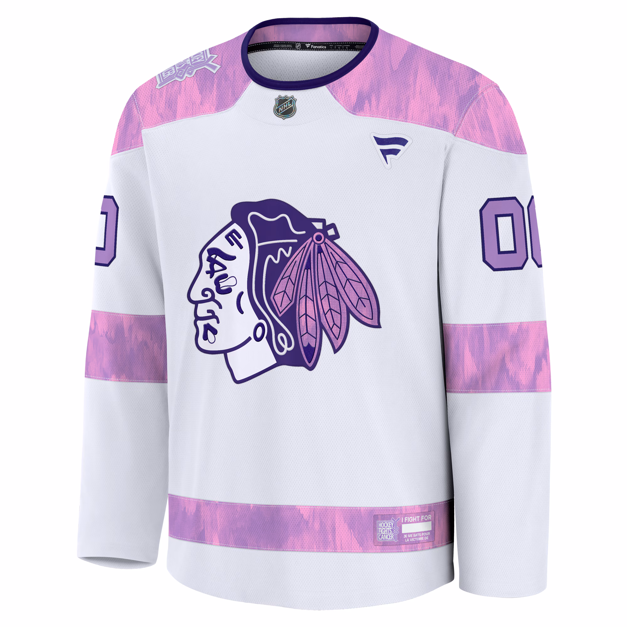 Chicago Blackhawks Fanatics 2024 Hockey Fights Cancer Custom Practice Jersey - White