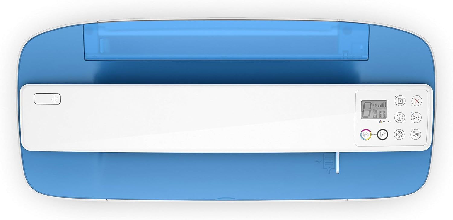 HP DeskJet 3755 Compact All-in-One Wireless Printer with Mobile Printing, HP Instant Ink & Amazon Dash Replenishment ready - Blue Accent (J9V90A) (Renewed)