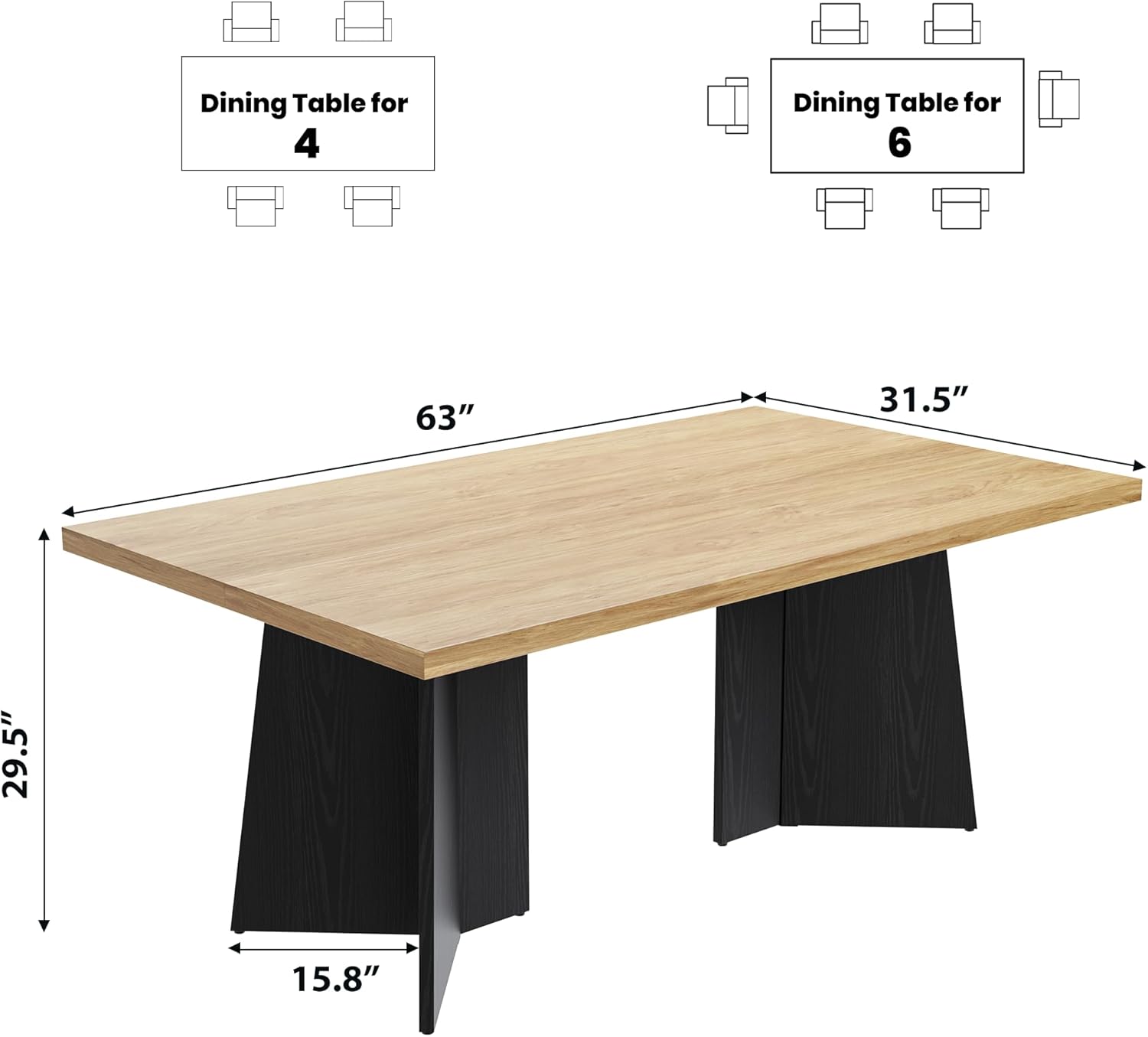 GarveeHome Dining Table for 6-8 People - 63
