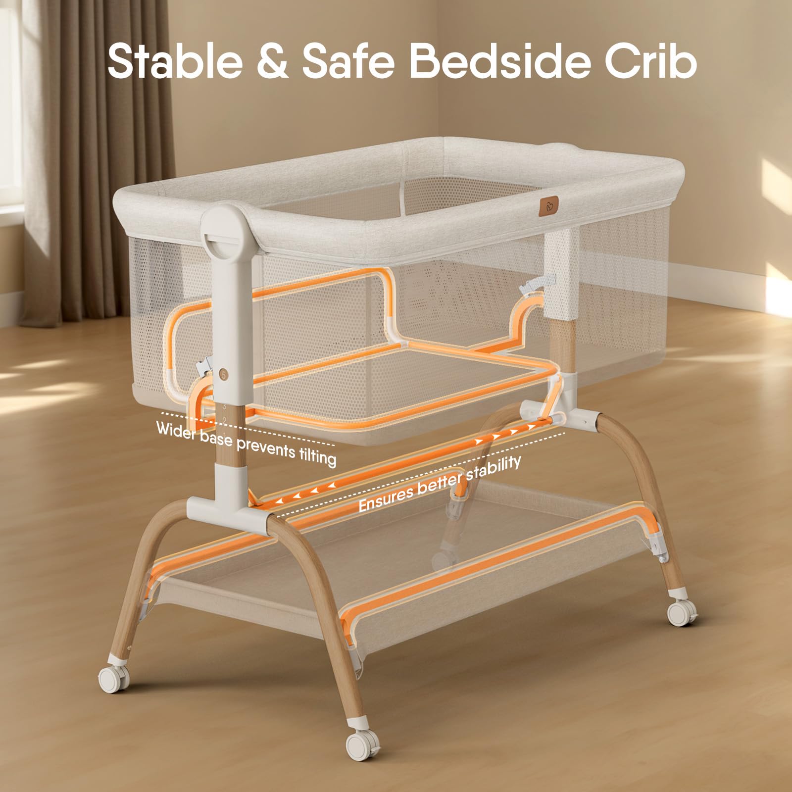 BABYBOND Baby Bassinet Bedside Crib - 3-in-1 Adjustable Sleeper