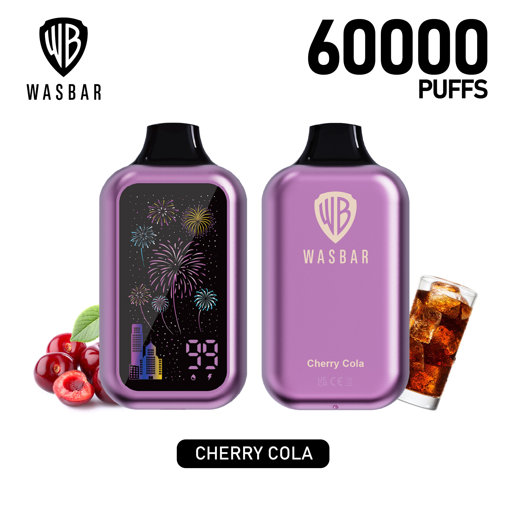 EU Warehouse WASBAR 60000 Puffs 60K Disposable Vape with Digital Display Einweg Vape