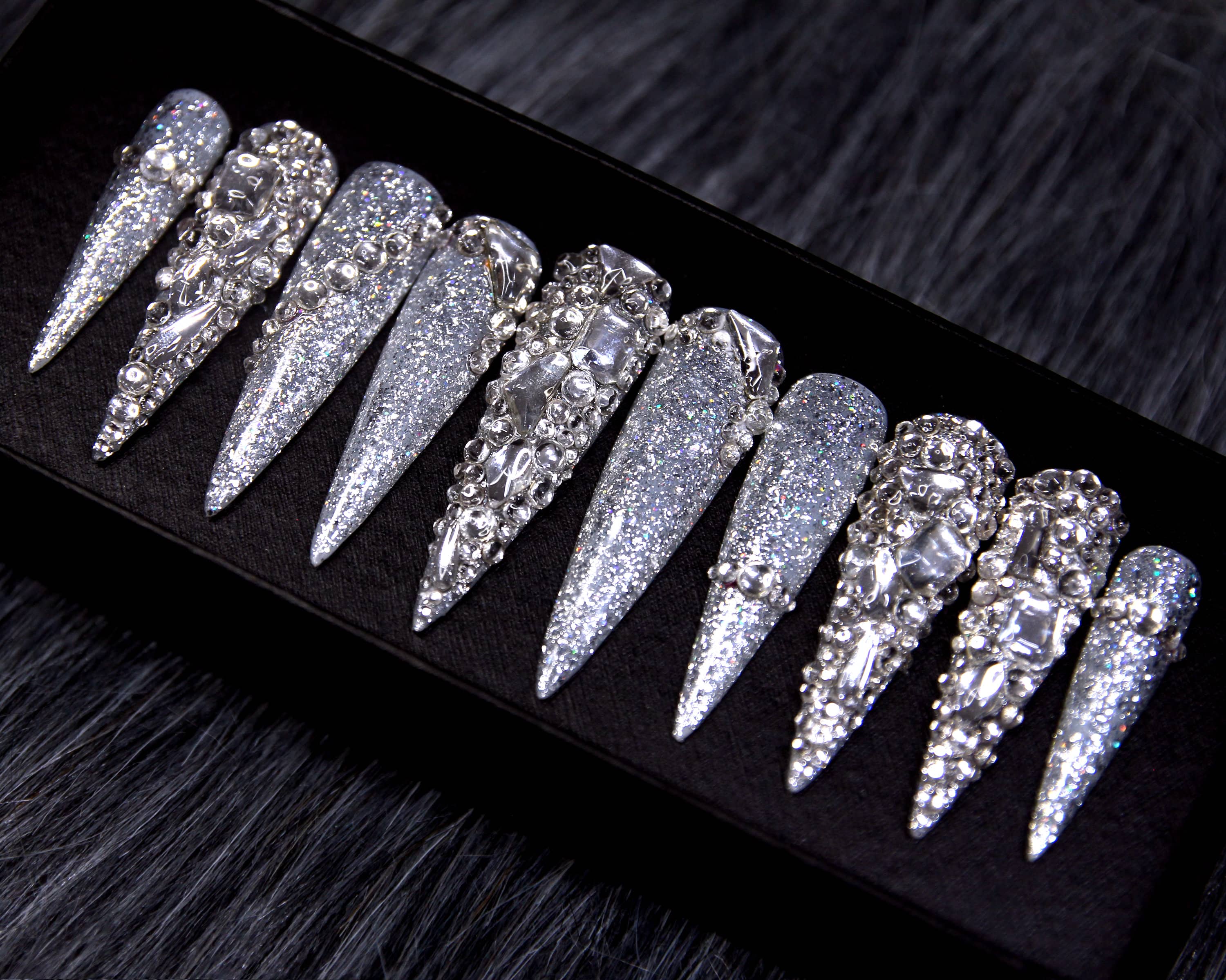 XXL Silver Luxe Press On NailsXXL Silver Luxe Press On Nails - SAYEGIRLS