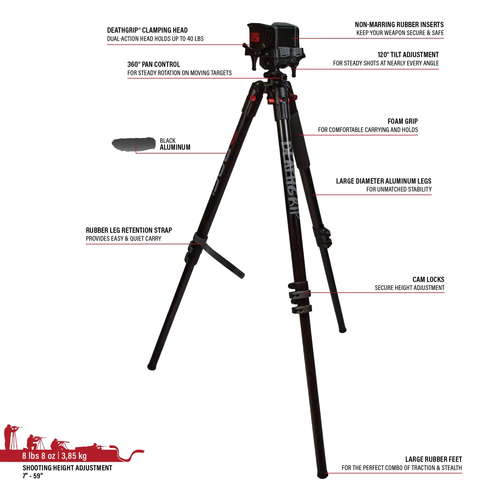 BOG DeathGrip Aluminum Tripod - Lightweight & Durable