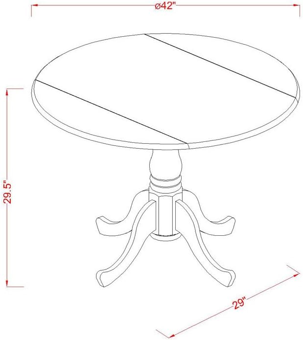 East West Furniture DLBO3-WHI-W 3 Piece Dining Room Table Set Contains a Round Kitchen Table with Dropleaf and 2 Dining Chairs, 42x42 Inch, Linen White