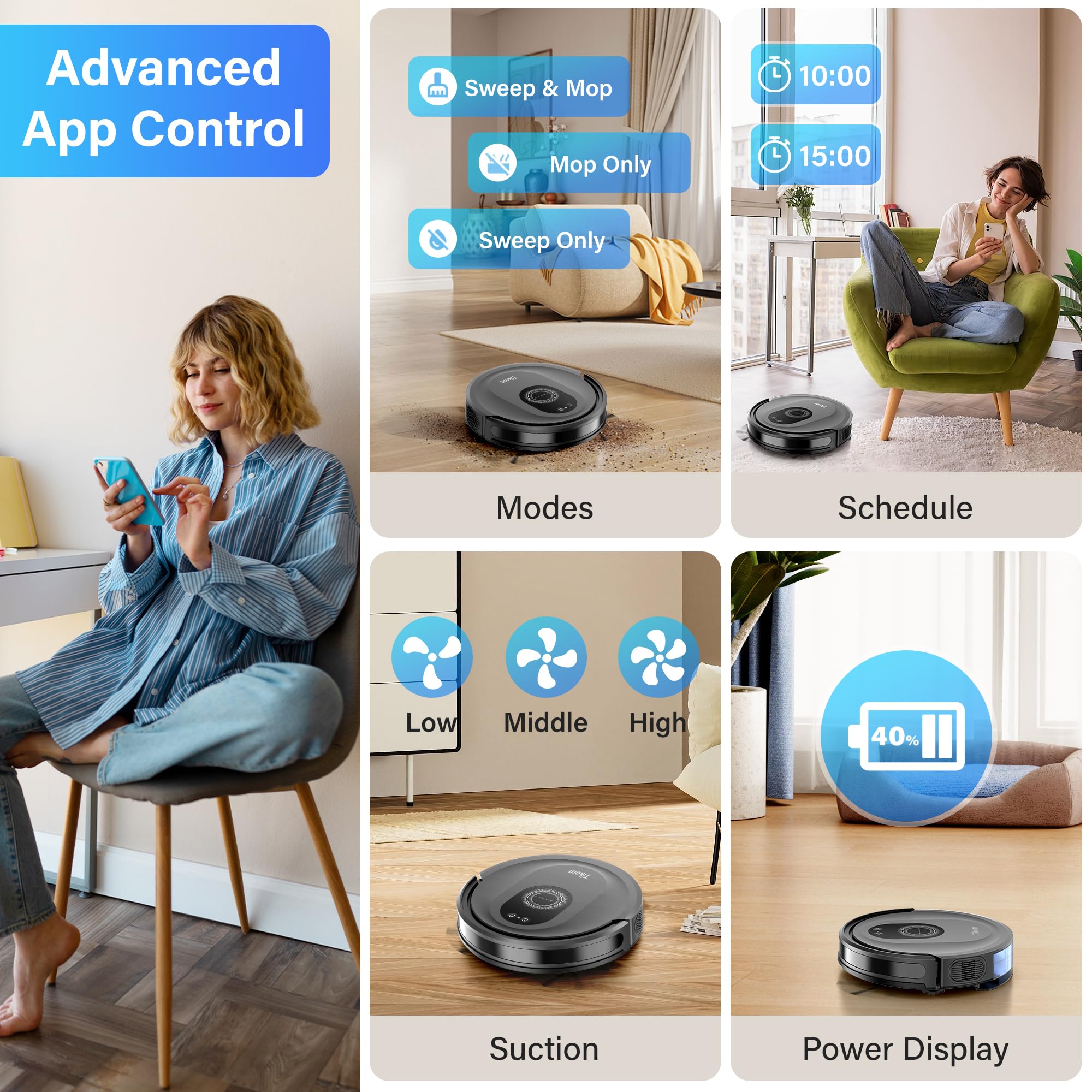 TIKOM G8000 Max Robot Vacuum & Mop Combo, 5000Pa