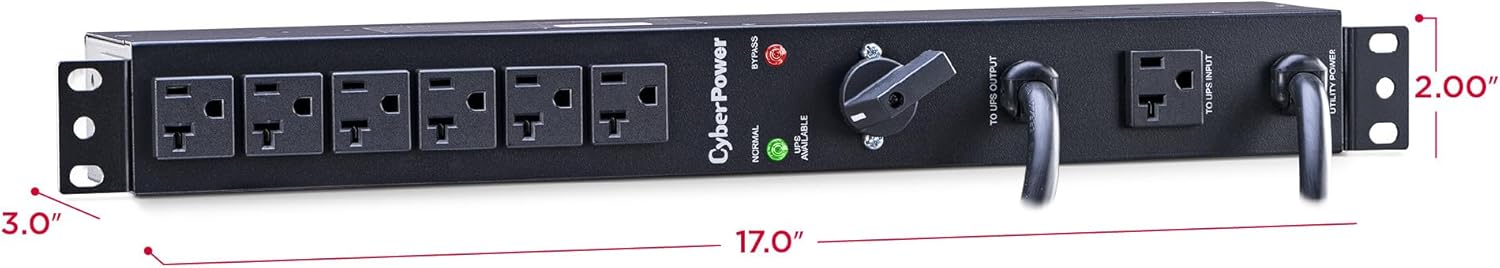 CyberPower MBP20A6 Maintenance Bypass PDU, 120V/20A, 6 Outlets, 1U Rackmount Black
