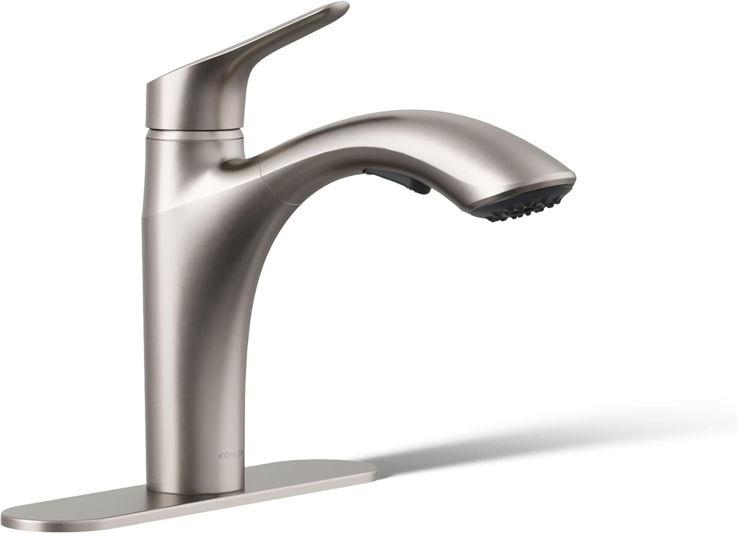 KOHLER 30468-VS Rival Single Handle Pull-Out Kitchen Sink Faucet, 1.5 GPM, High-Arch Swing Spout, Two-Function Sprayhead, Vibrant Stainless