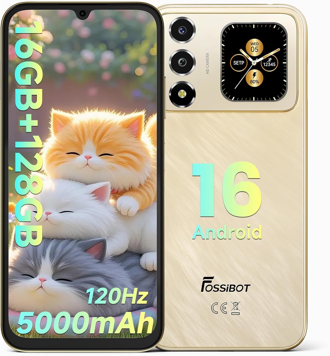 FOSSIBOT S7 Android 16 CellPhones, 16GB+128GB+2TB Unlocked Phone, 6.9