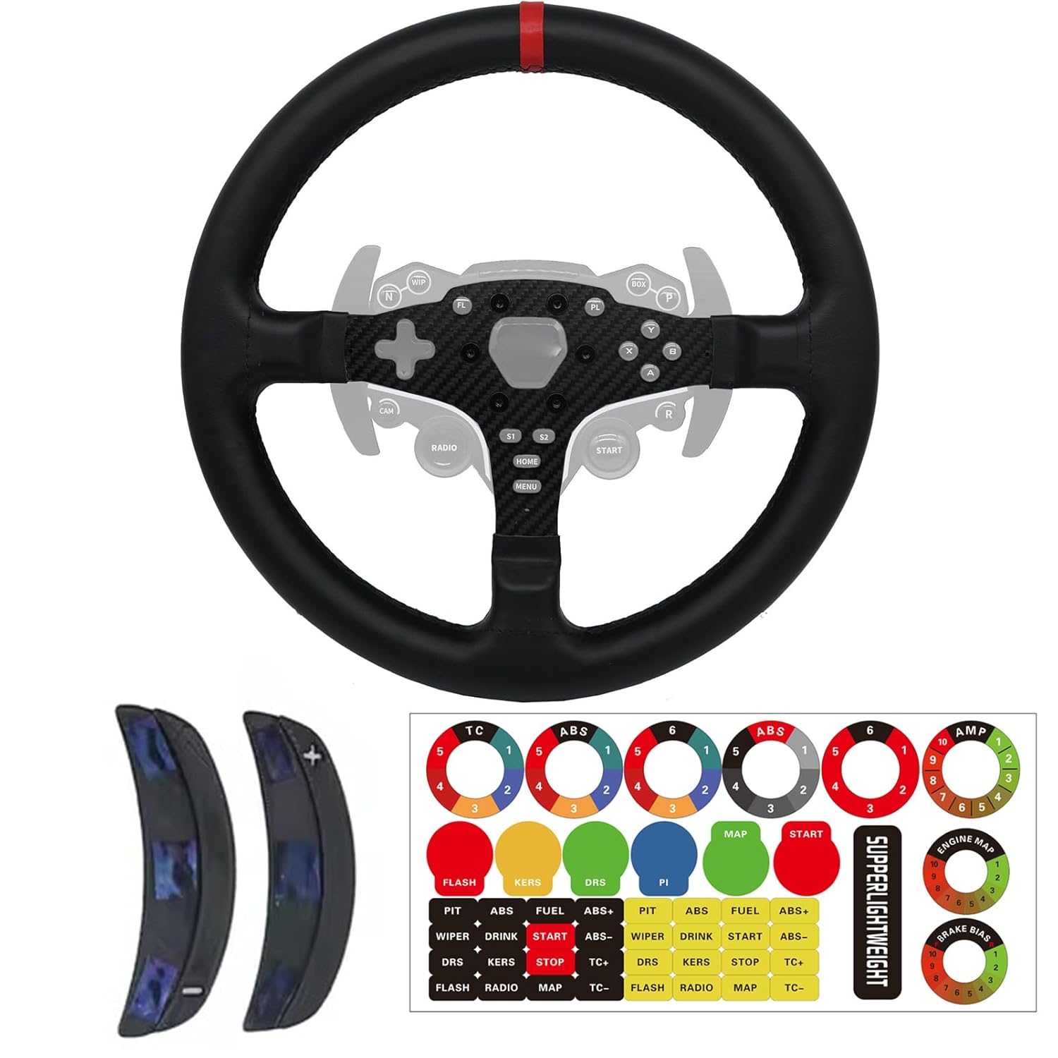 Replace 13 inch lightweight Suede/Leather Steering Wheel Replace Panel For MOZA R5/R3/ES/ESX Bundle Gaming Racing Wheel (With full Leather)