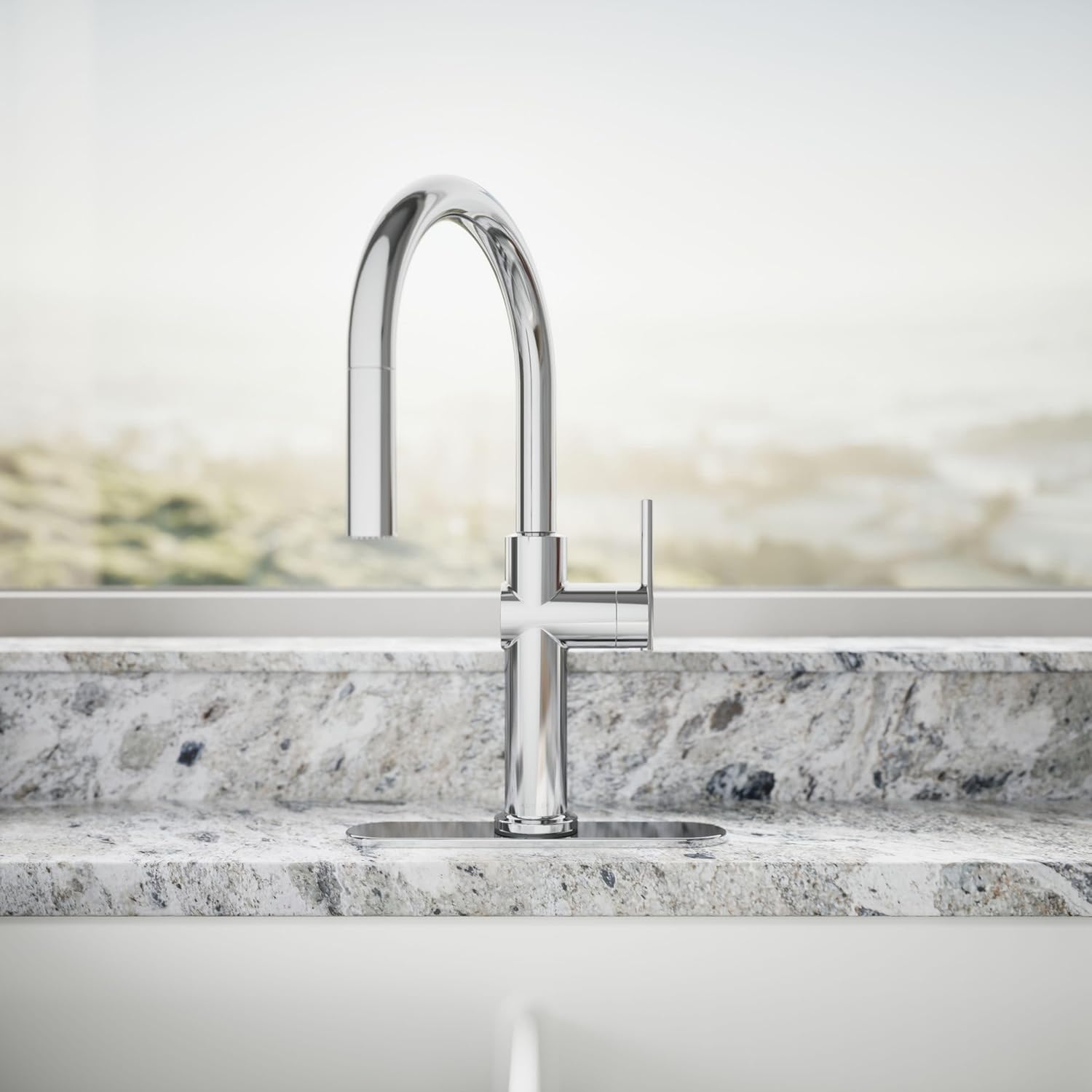 KOHLER 22972-CP Crue Pull Down Kitchen Faucet, Pull-Down Sprayer with Multi Function Spray Head, Polished Chrome