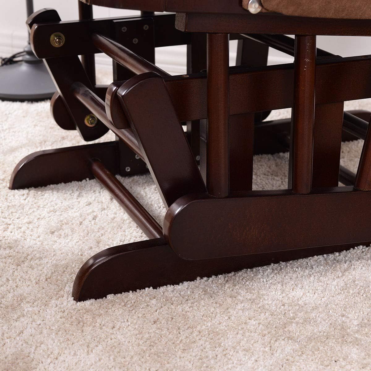 Rocking Chair with Ottoman, Brown, Traditional Style, Wooden, Adjustable Backrest, Recliner, Nursery & Living Room