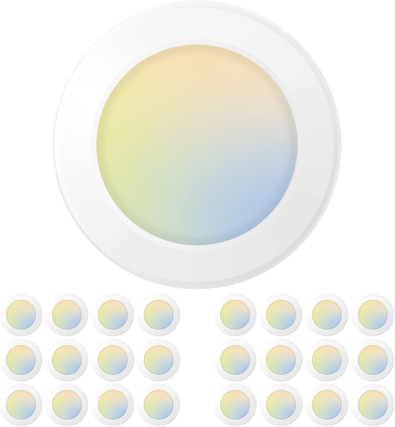 Amico 24 Pack 5/6 Inch LED Disk Lights, Dimmable Flush Mount Ceiling Disc Lights, 2700K/3000K/4000K/5000K/6000K Selectable, 12W Eqv 110W, 1050LM, Low Profile Surface Mount Ceiling Light, ETL&FCC