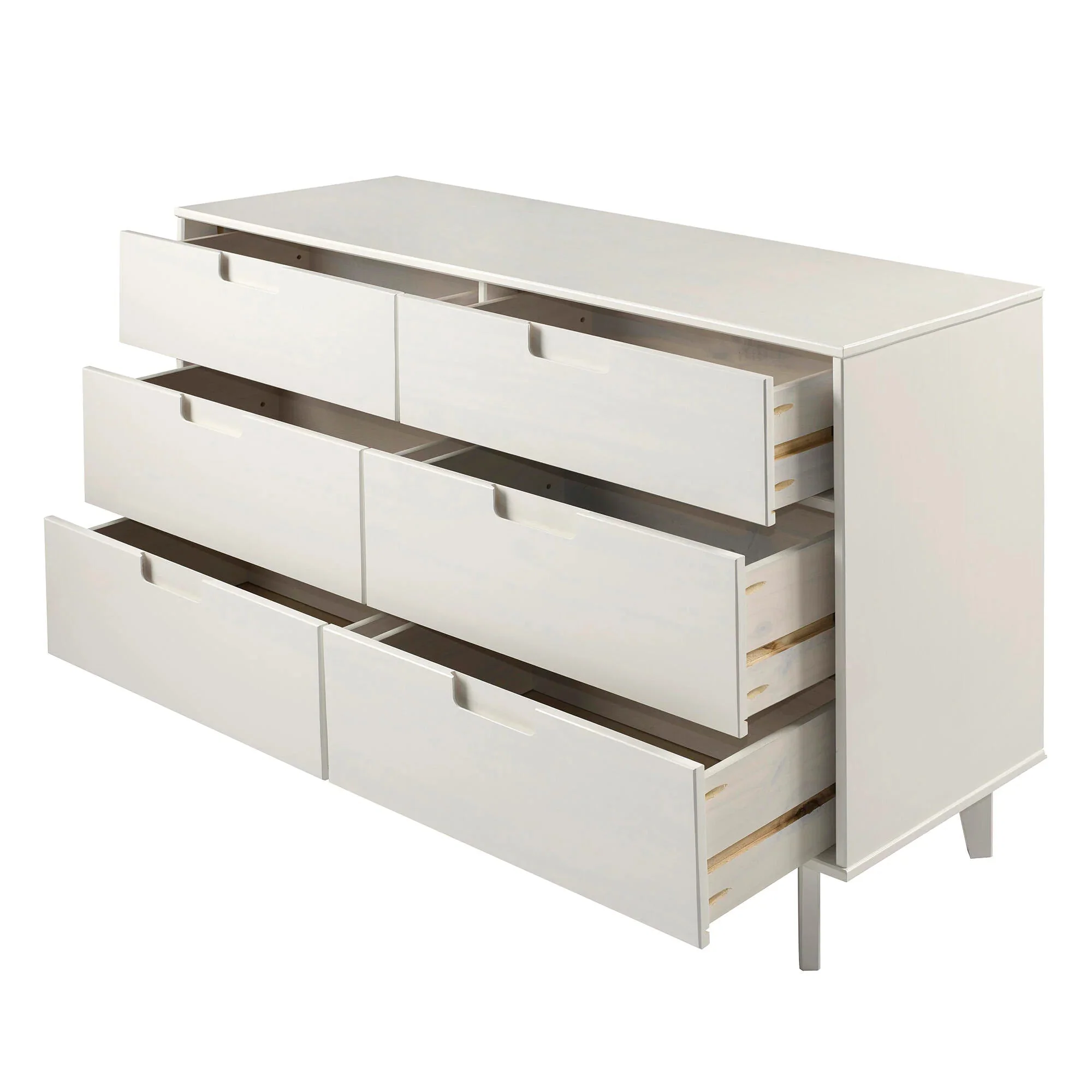 6-Drawer Caramel Mid Century Modern Wood Dresser