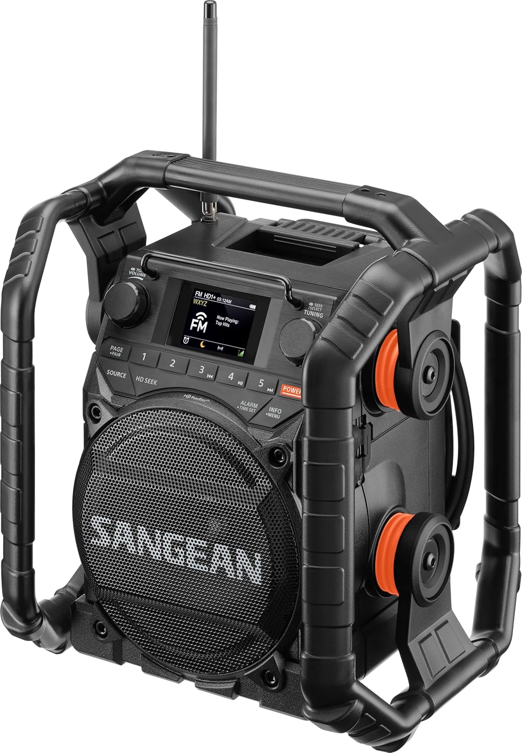 Sangean U7HD Jobsite Radio with Bluetooth, HD Radio, AM/FM, AUX, TWS, Dustproof and Waterproof Design, and Smart Battery Charger