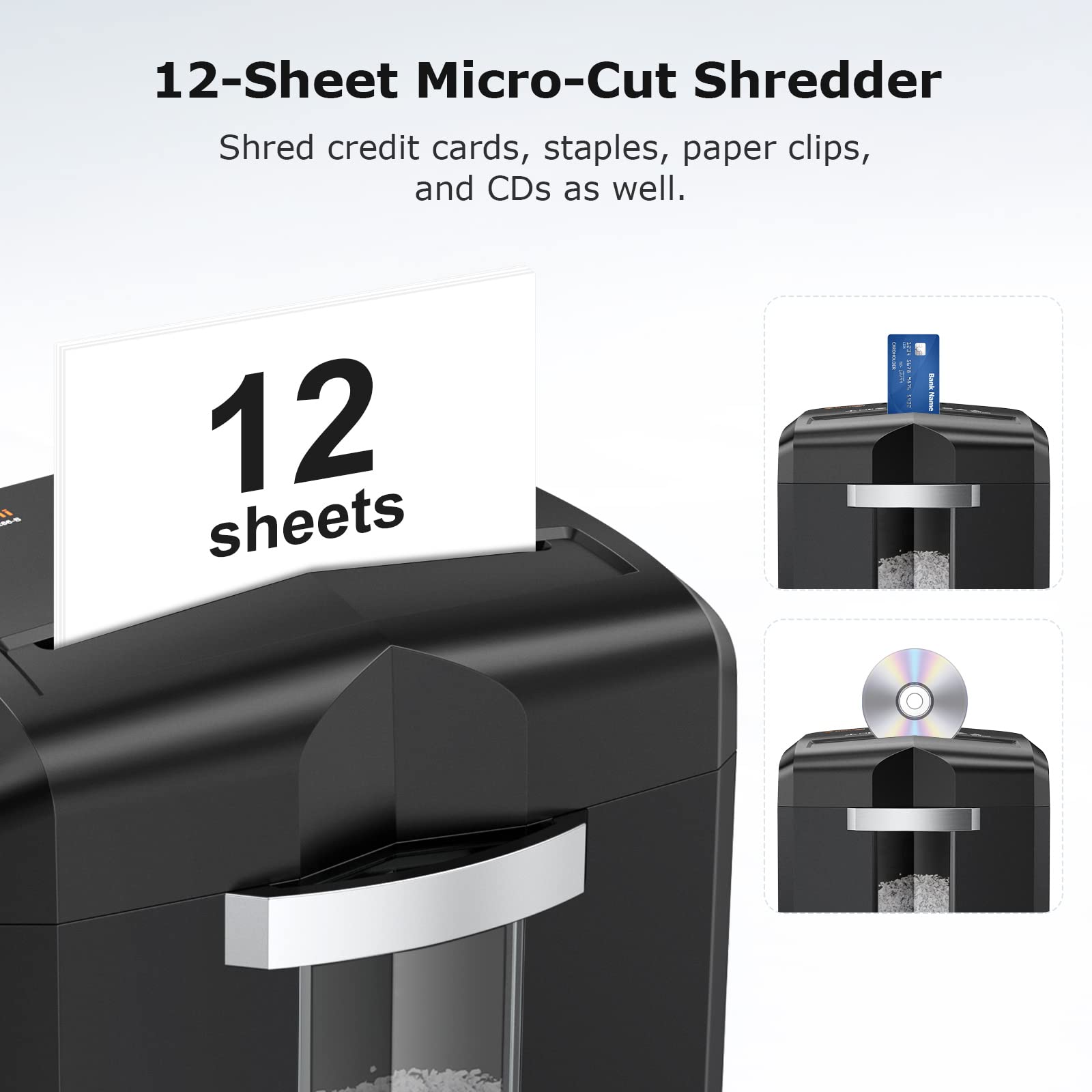 BONSAII 12-Sheet Micro Cut Shredder with Jam-Proof System