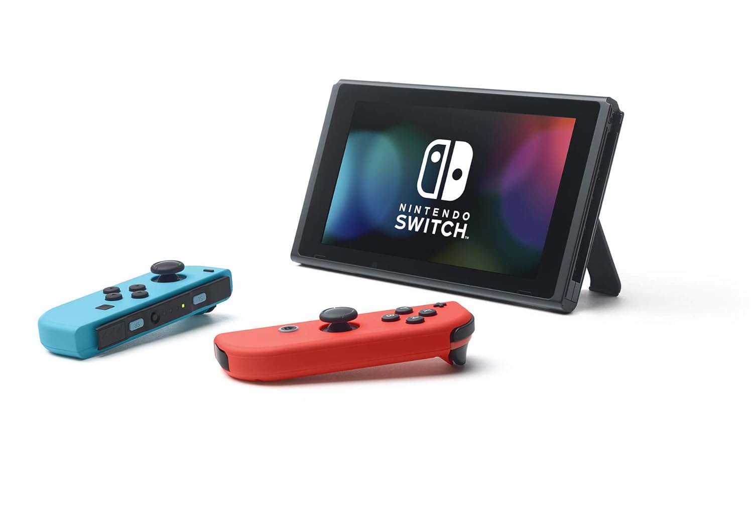Nintendo Switch (OLED model) with Neon Blue and Neon Red Joy-Con and Extra 32GB Micro SD Card - Global Version