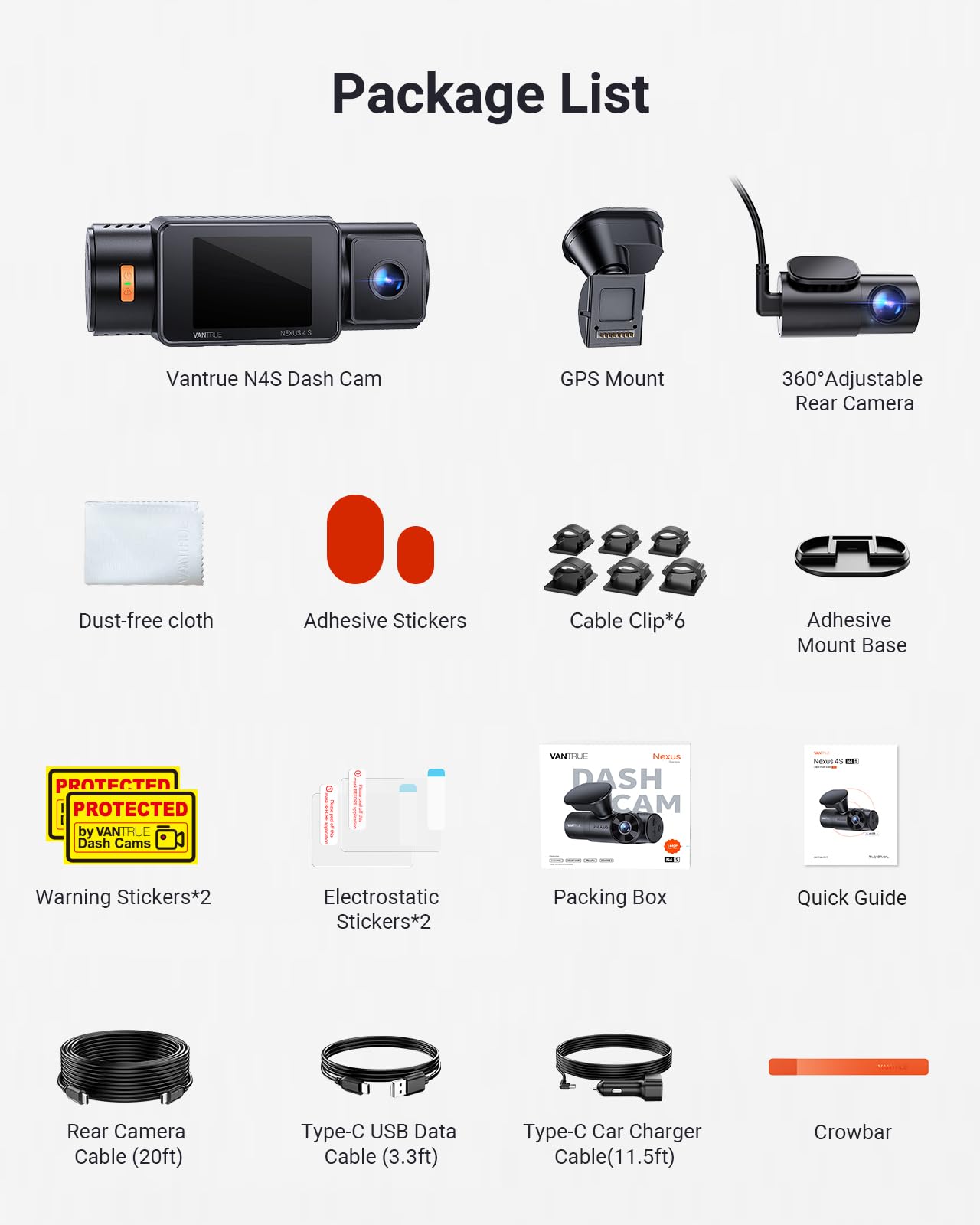 VANTRUE New N4S 3 Channel Dash Cam with Night Vision