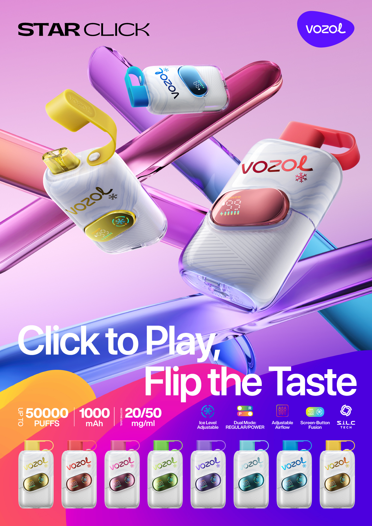 EU Warehouse Vozol Star Clice 50000 Puffs 50K Disposable Vape E-zigaretten
