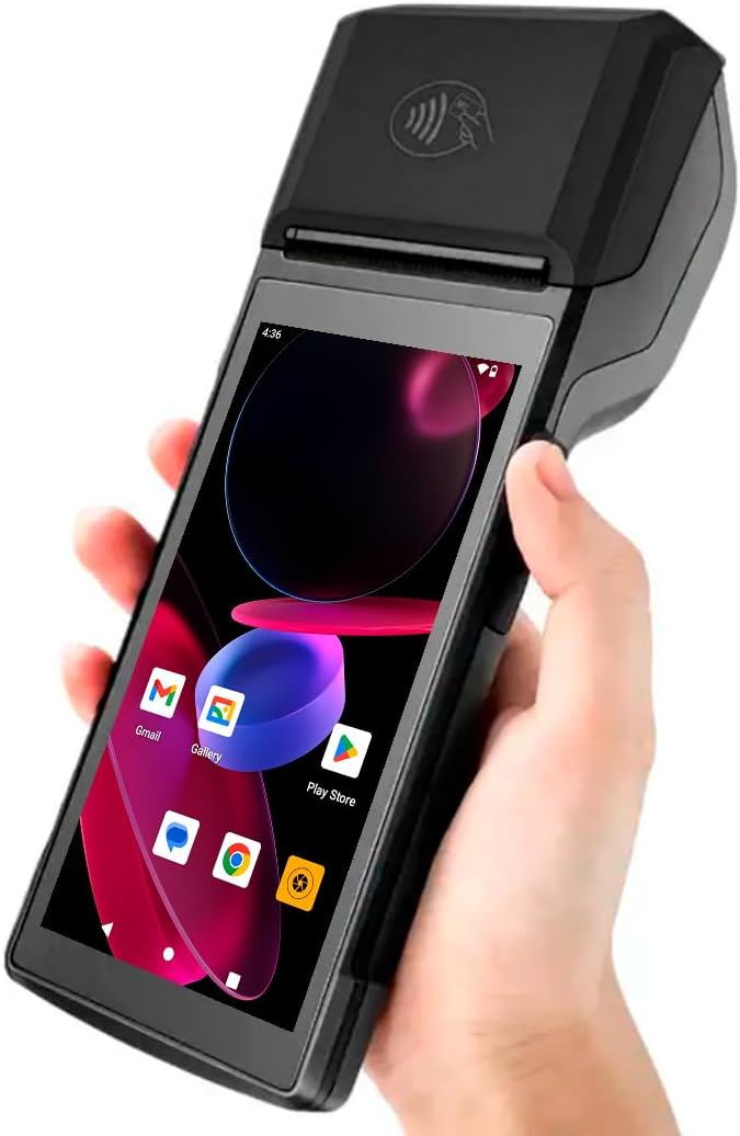 POS Android 14 Receipt Printer Android 14 and 58mm High Speed Thermal Printer 5.5' Touch Screen. Handheld Point of Sale with NFC + Professional Barcode Scanner. 4G Network, 3GB Ram+32GB ROM