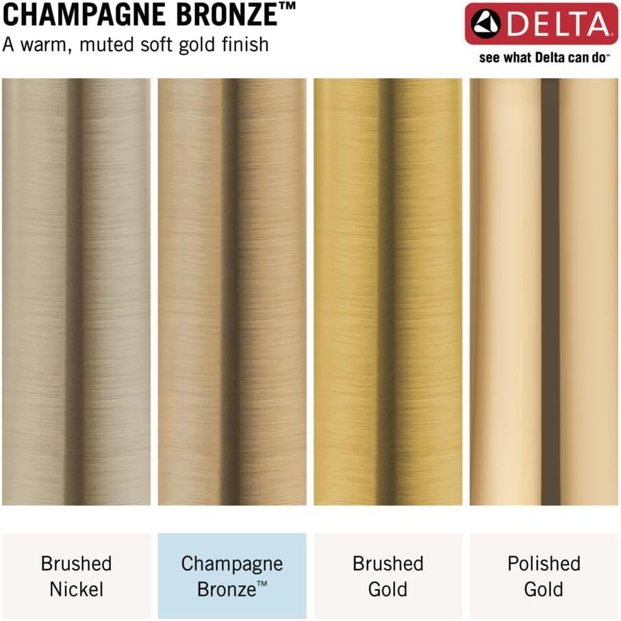 Delta Faucet Nicoli U-Spout Kitchen Faucet with Pull Down Sprayer, Champagne Gold Kitchen Sink Faucet, Modern Kitchen Faucet, Single Hole Kitchen Faucet, Champagne Bronze 19868LF-CZ