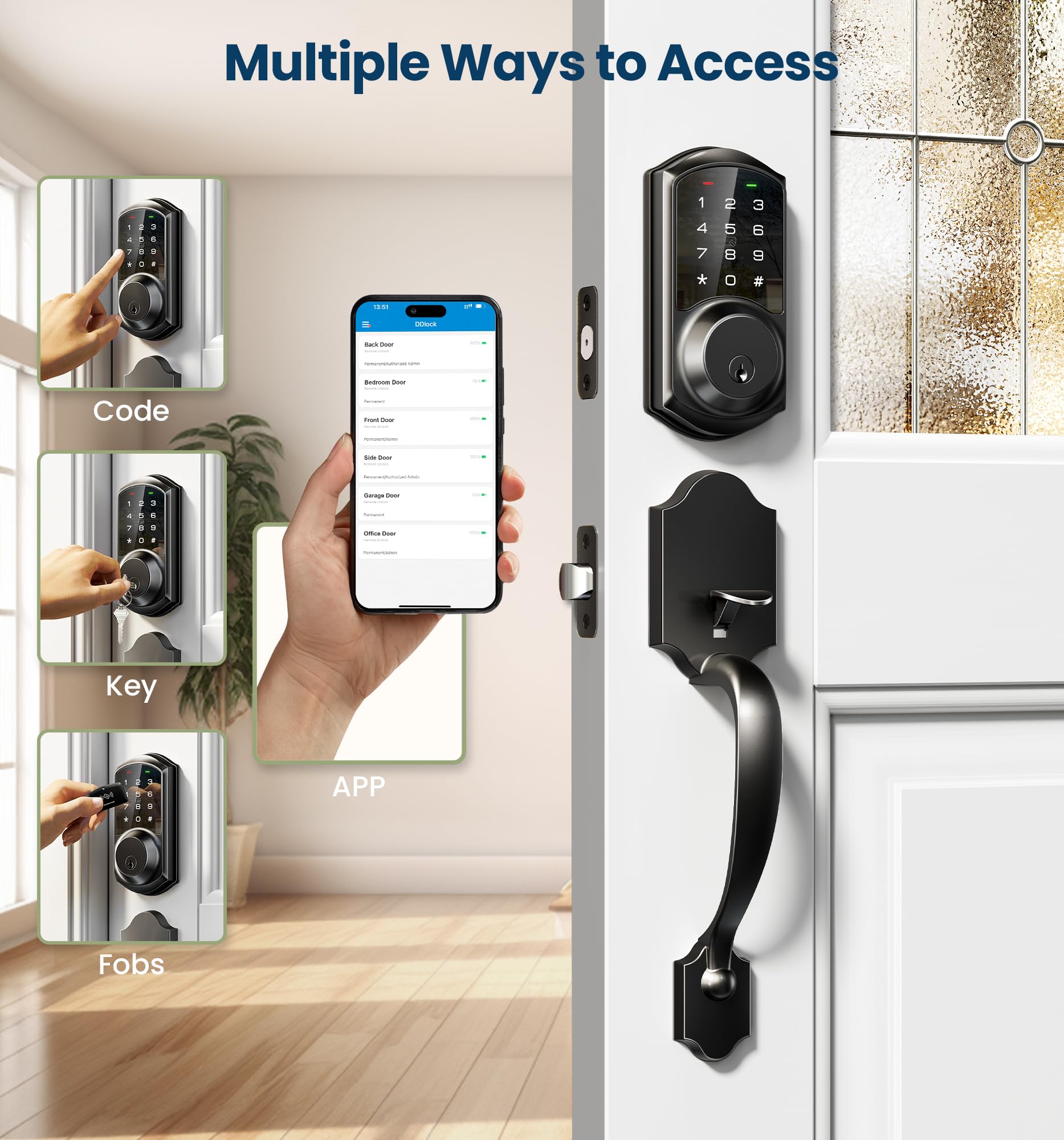 VEISE VE06-H Smart Keyless Front Door Lock Set - Black
