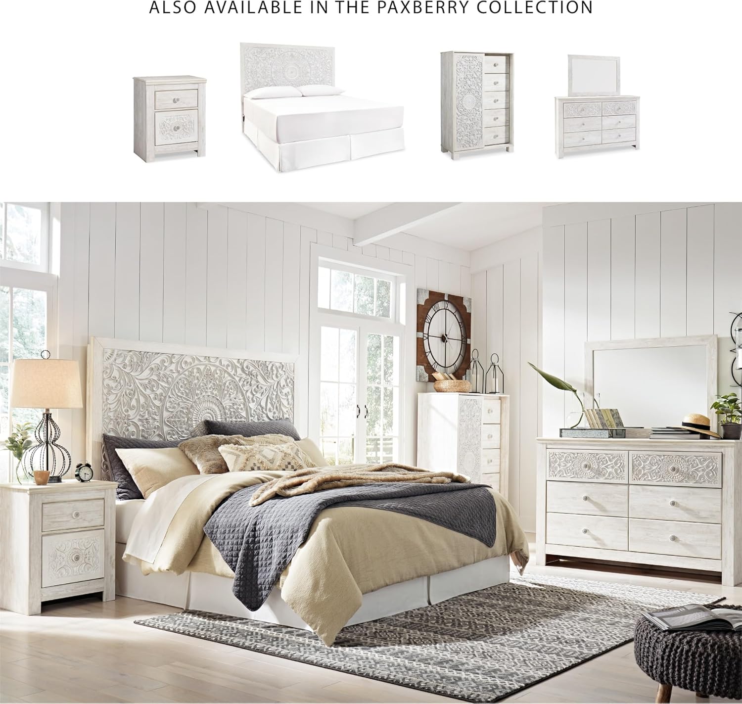 Signature Design by Ashley Paxberry Boho 6 Drawer Dresser, Smooth-gliding Faux Laminate Lined Drawers, Wood, 61.26